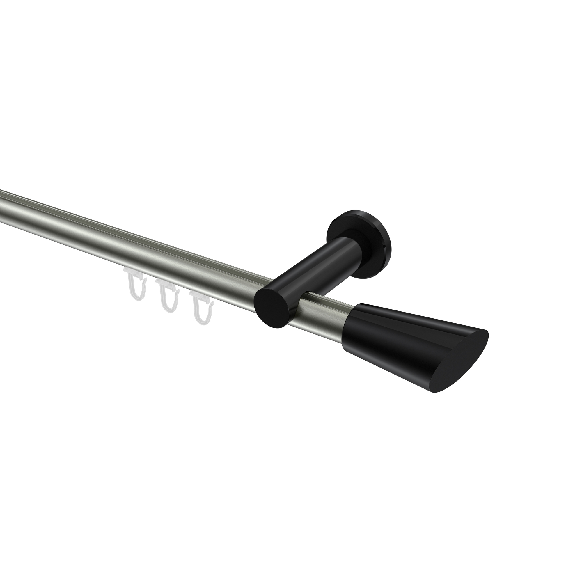 Innenlauf-Vorhangstange Edelstahl-Optik / Schwarz, Aluminium / Metall 20 mm Ø Platon Bento