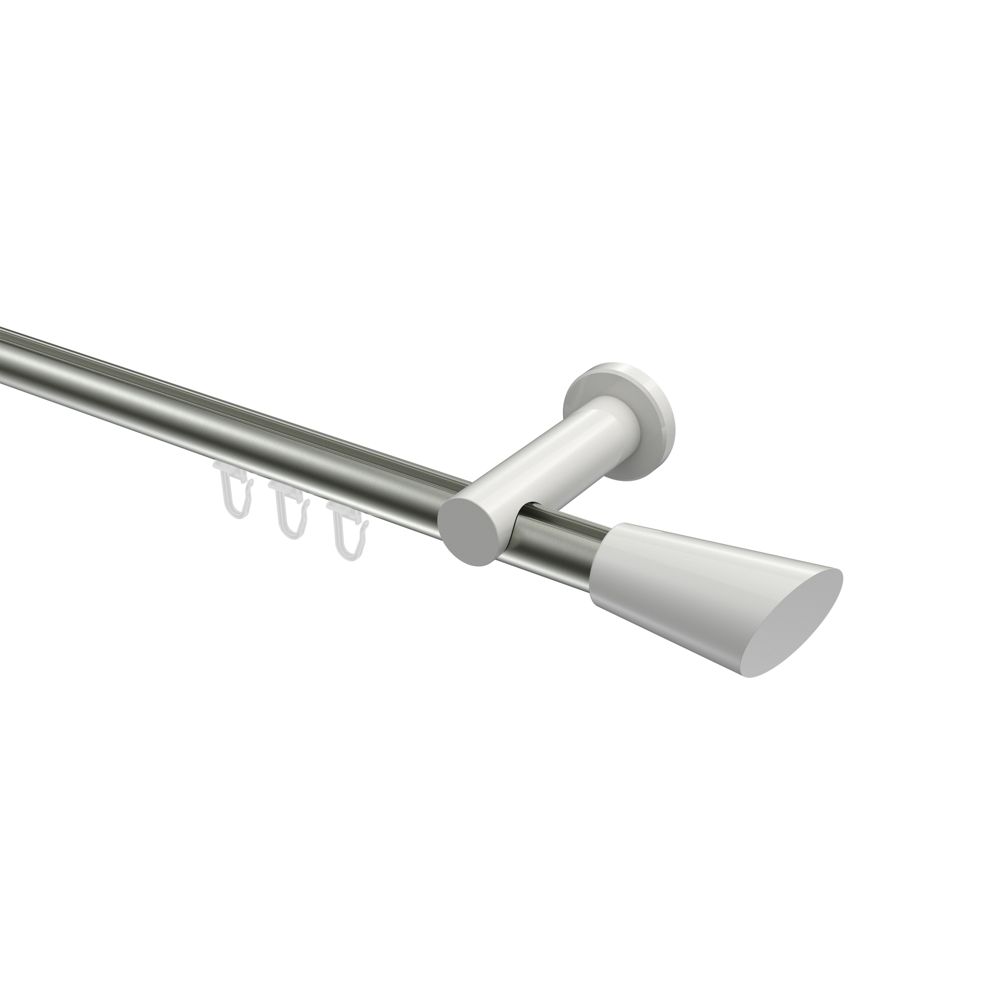 Innenlauf-Vorhangstangen Edelstahl-Optik / Weiß, Aluminium / Metall 20 mm Ø Platon Bento