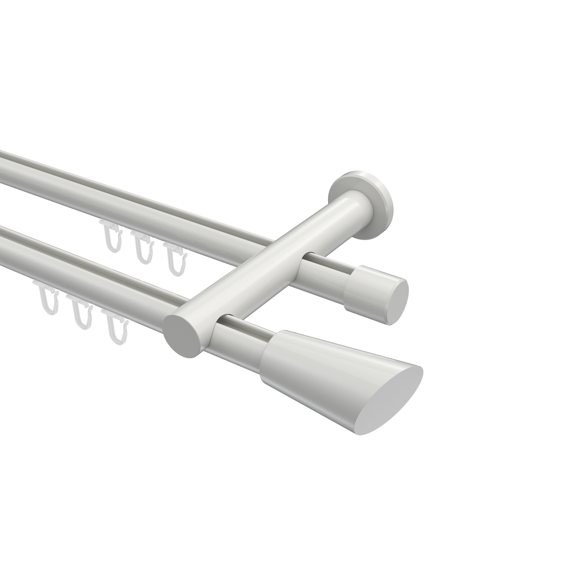 Innenlaufstange Weiß, Aluminium / Metall 20 mm Ø Platon Bento, doppelläufig