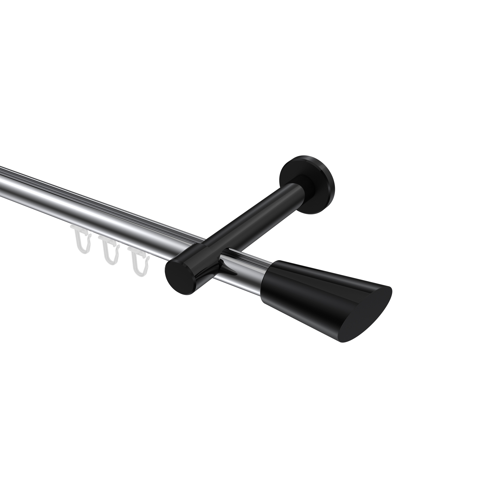 Innenlauf-Vorhangstange Chrom / Schwarz, Aluminium / Metall 20 mm Ø Prestige Bento
