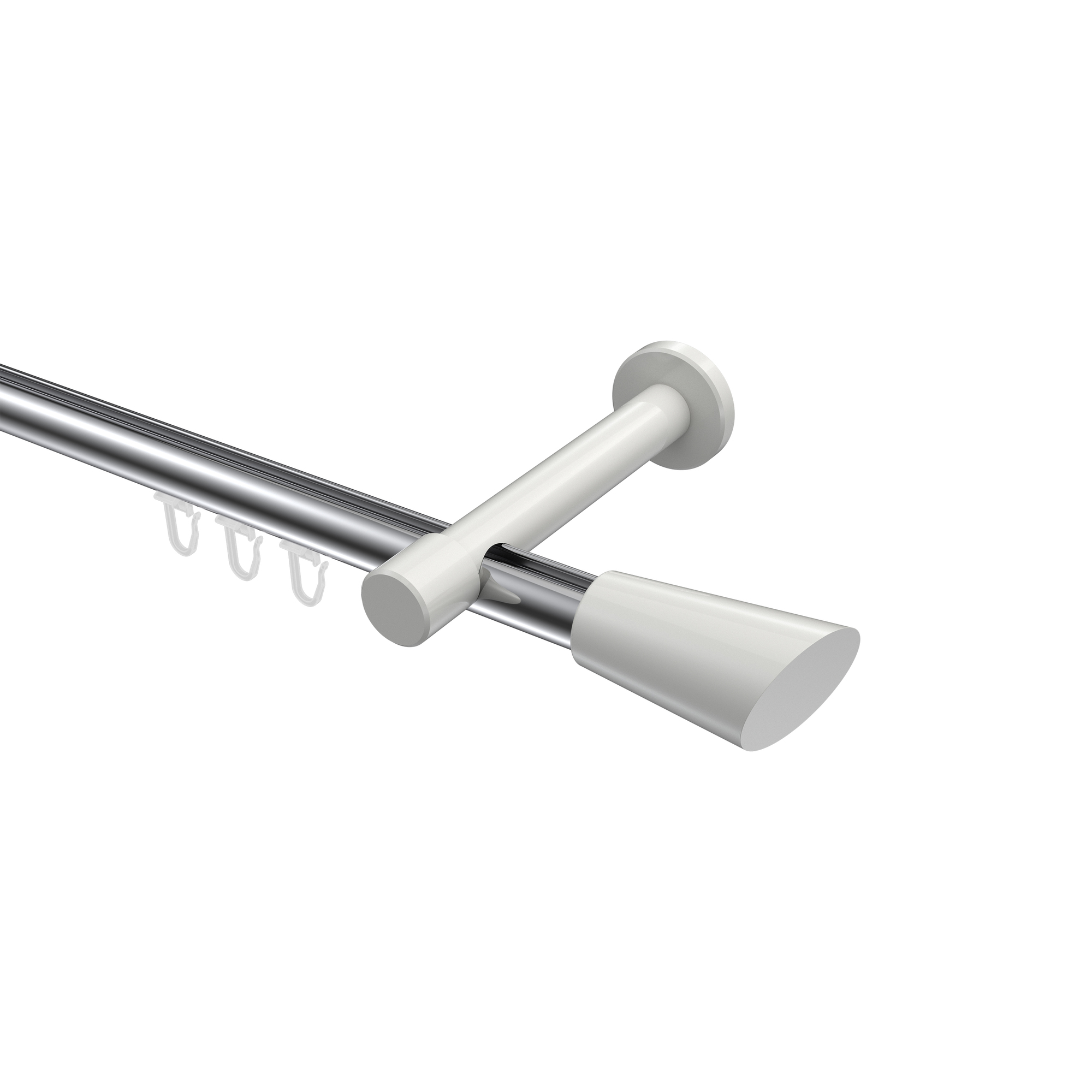 Innenlauf-Vorhangstange Chrom / Weiß, Aluminium / Metall 20 mm Ø Prestige Bento