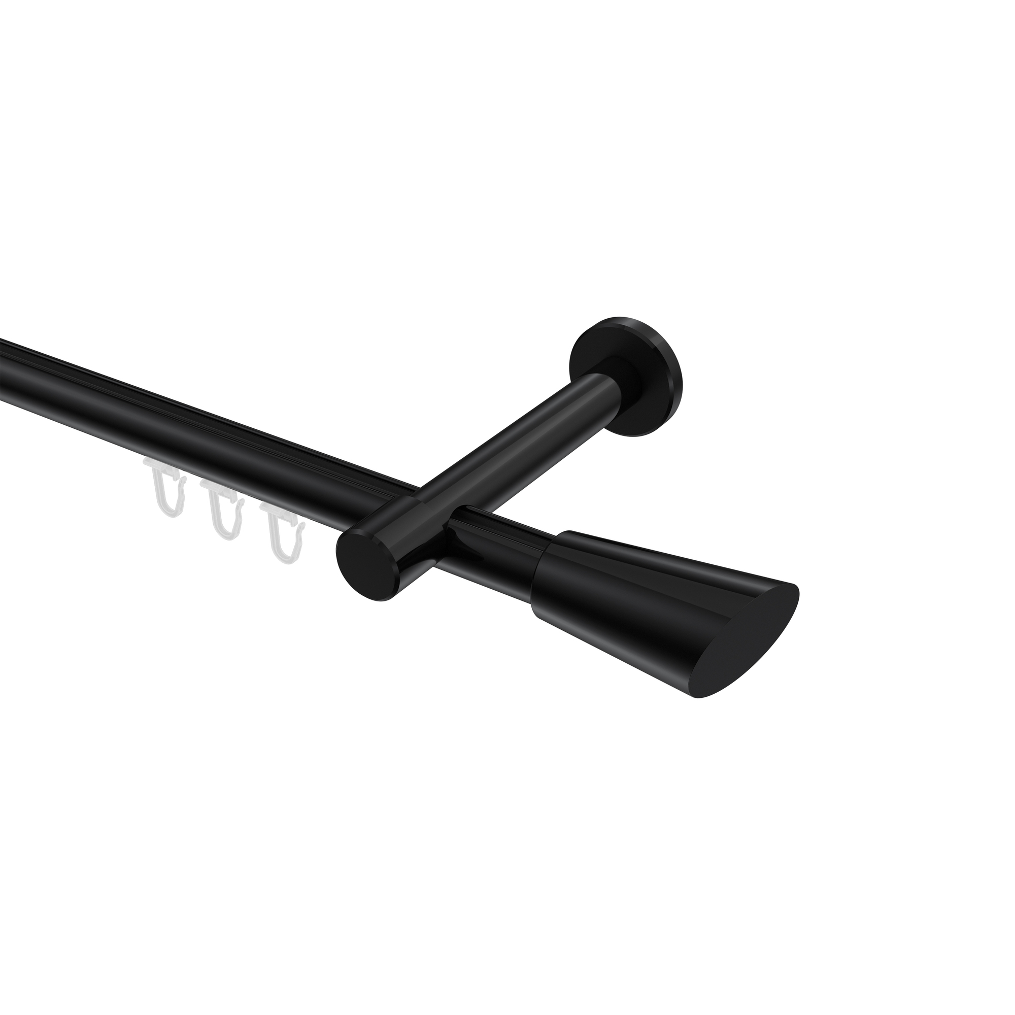 Innenlauf-Vorhangstange Schwarz, Aluminium / Metall 20 mm Ø Prestige Bento