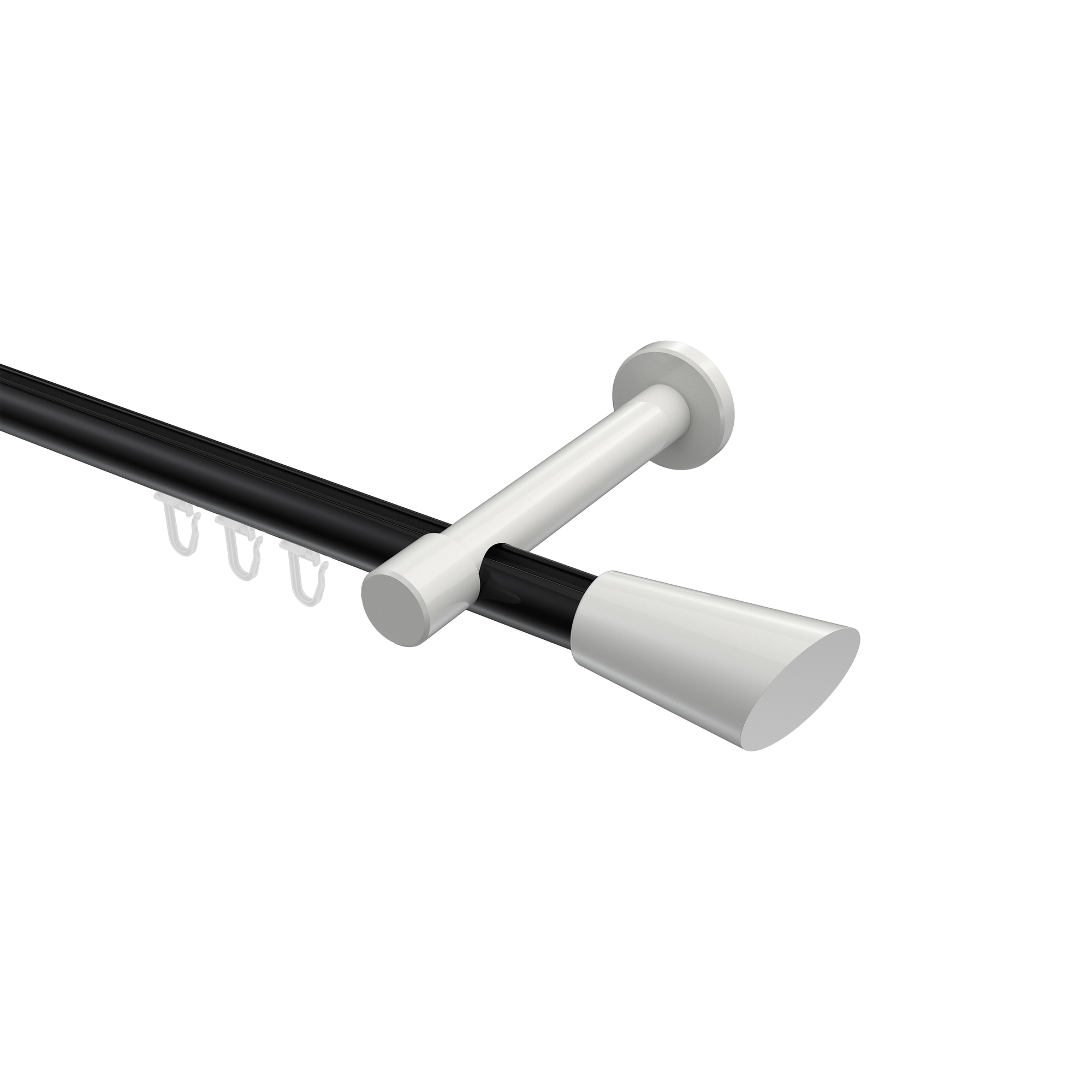 Innenlauf-Gardinenstange Schwarz / Weiß, Aluminium / Metall 20 mm Ø Prestige Bento