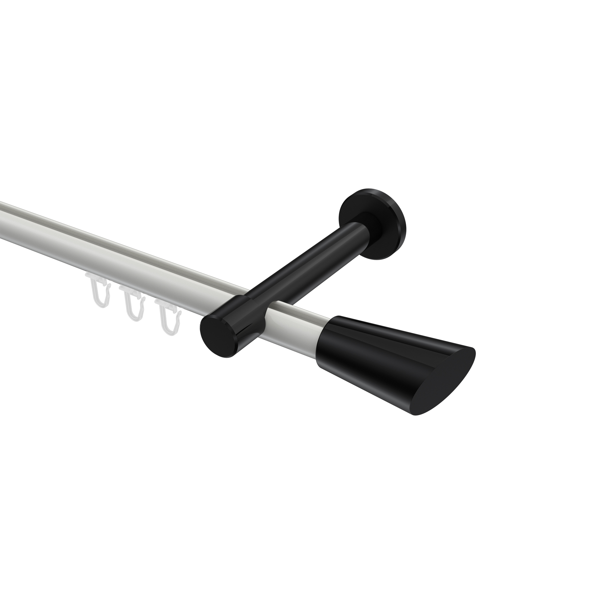 Innenlauf-Vorhangstange Weiß / Schwarz, Aluminium / Metall 20 mm Ø Prestige Bento
