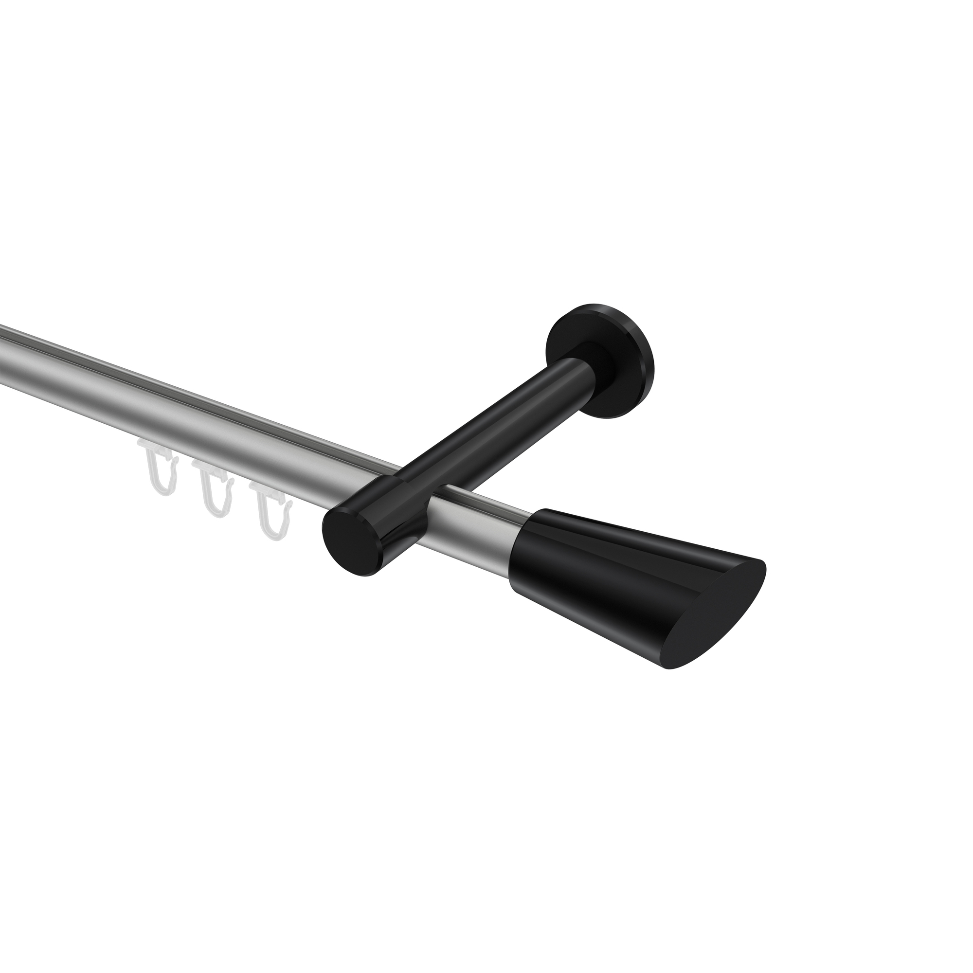 Innenlauf-Gardinenstange Silbergrau / Schwarz, Aluminium / Metall 20 mm Ø Prestige Bento
