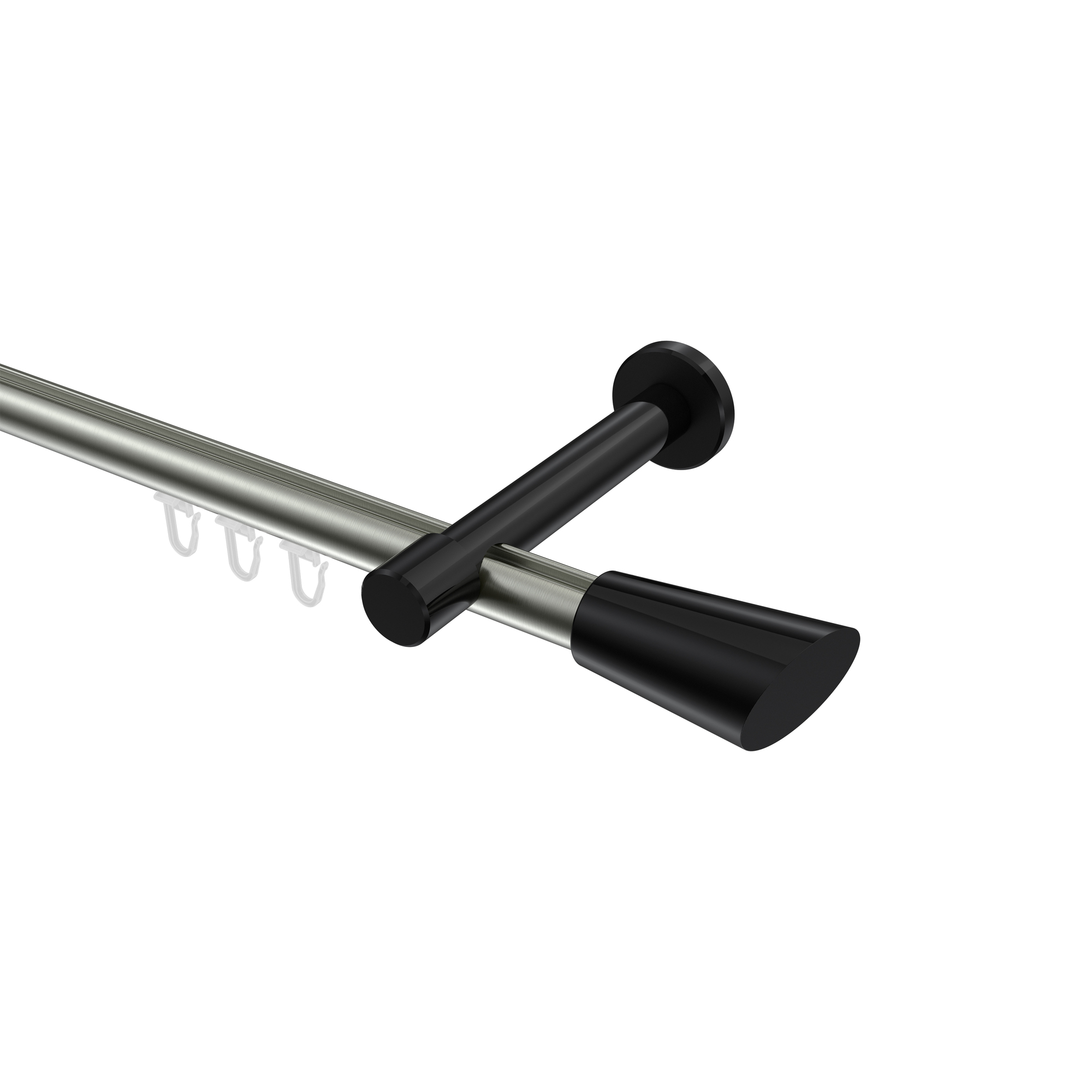 Innenlauf-Vorhangstangen Edelstahl-Optik / Schwarz, Aluminium / Metall 20 mm Ø Prestige Bento