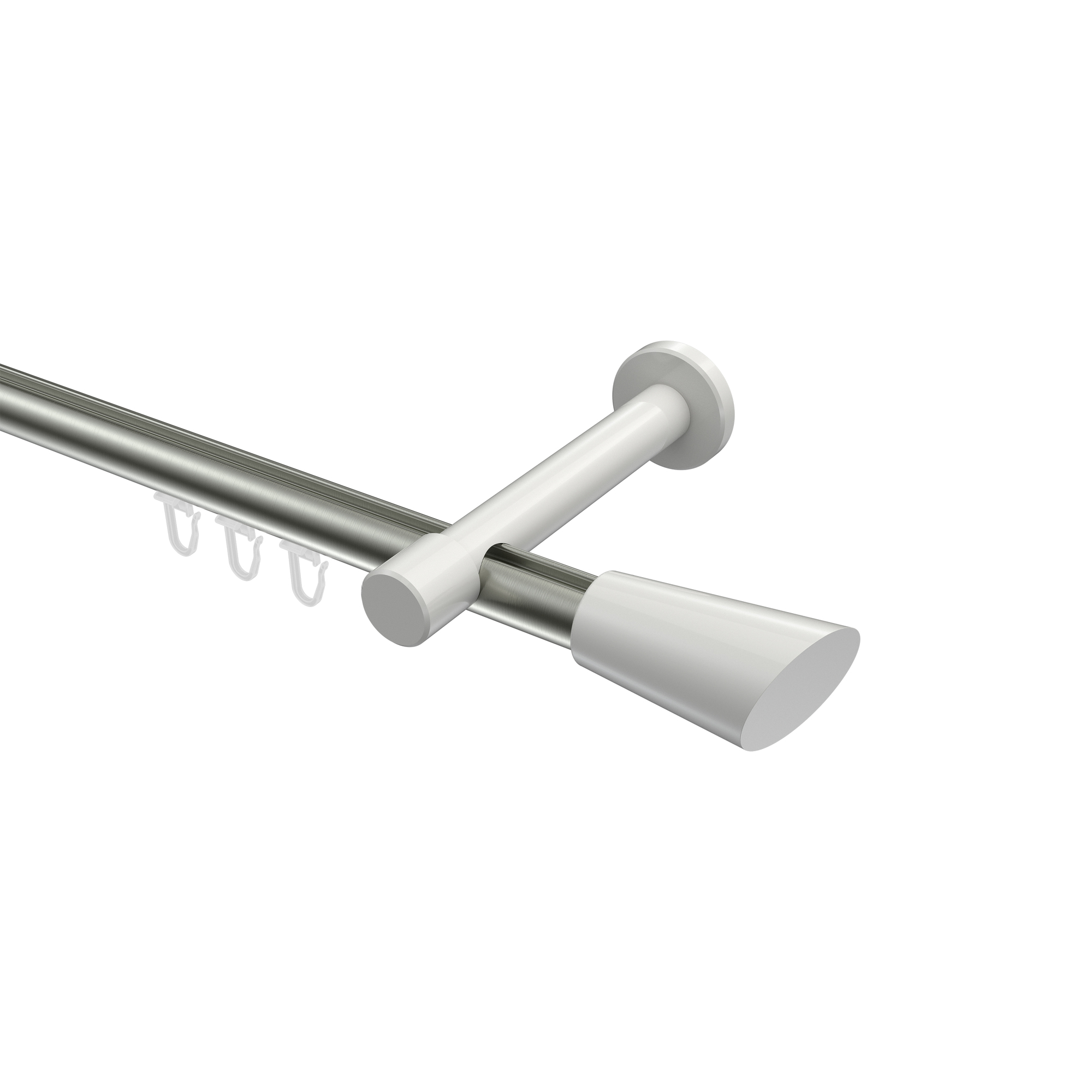 Innenlauf-Vorhangstange Edelstahl-Optik / Weiß, Aluminium / Metall 20 mm Ø Prestige Bento