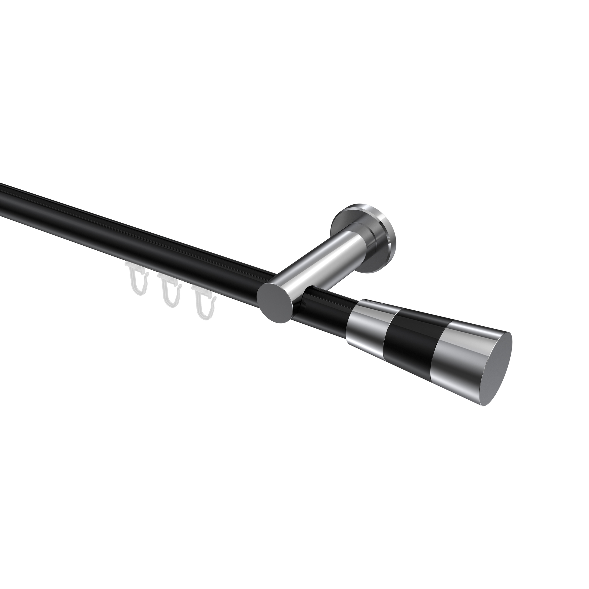 Innenlauf-Vorhangstangen Schwarz / Chrom, Aluminium / Metall 20 mm Ø Platon Tanara