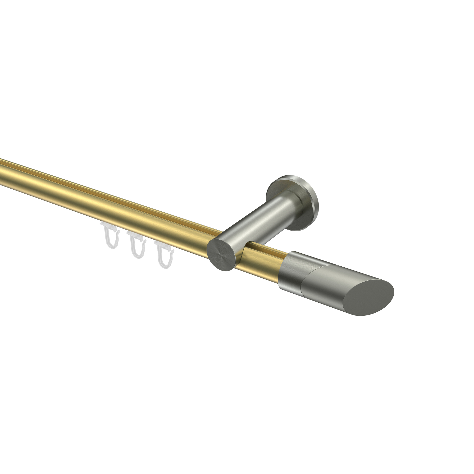 Innenlauf-Gardinenstangen Messing-Optik / Edelstahl-Optik 20 mm Ø Platon Verano