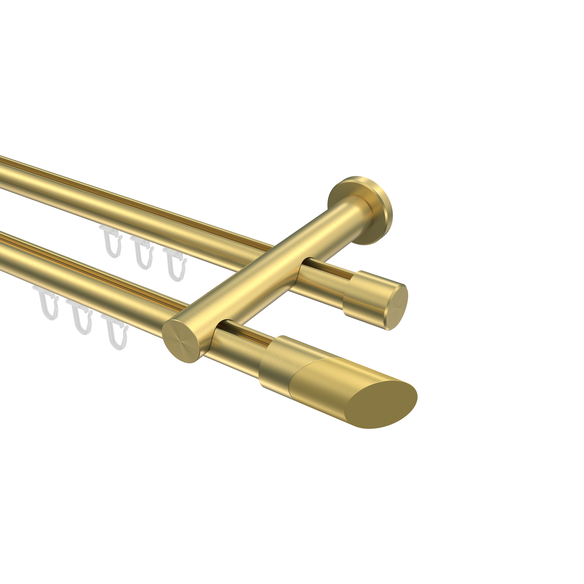 Innenlauf-Gardinenstangen Messing-Optik 20 mm Ø Platon Verano, 2-läufig