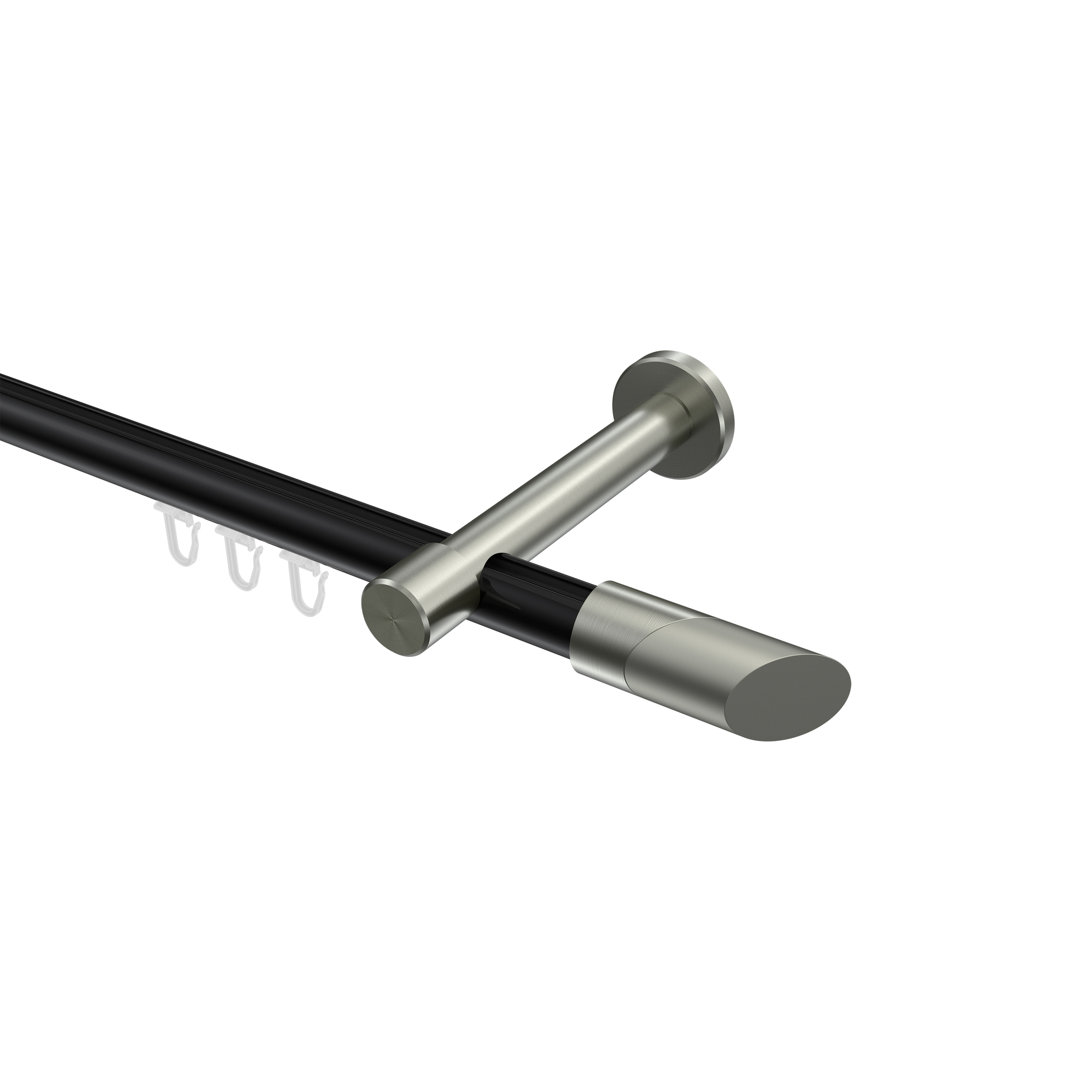 Innenlauf-Vorhangstangen Schwarz / Edelstahl-Optik, Aluminium / Metall 20 mm Ø Prestige Verano