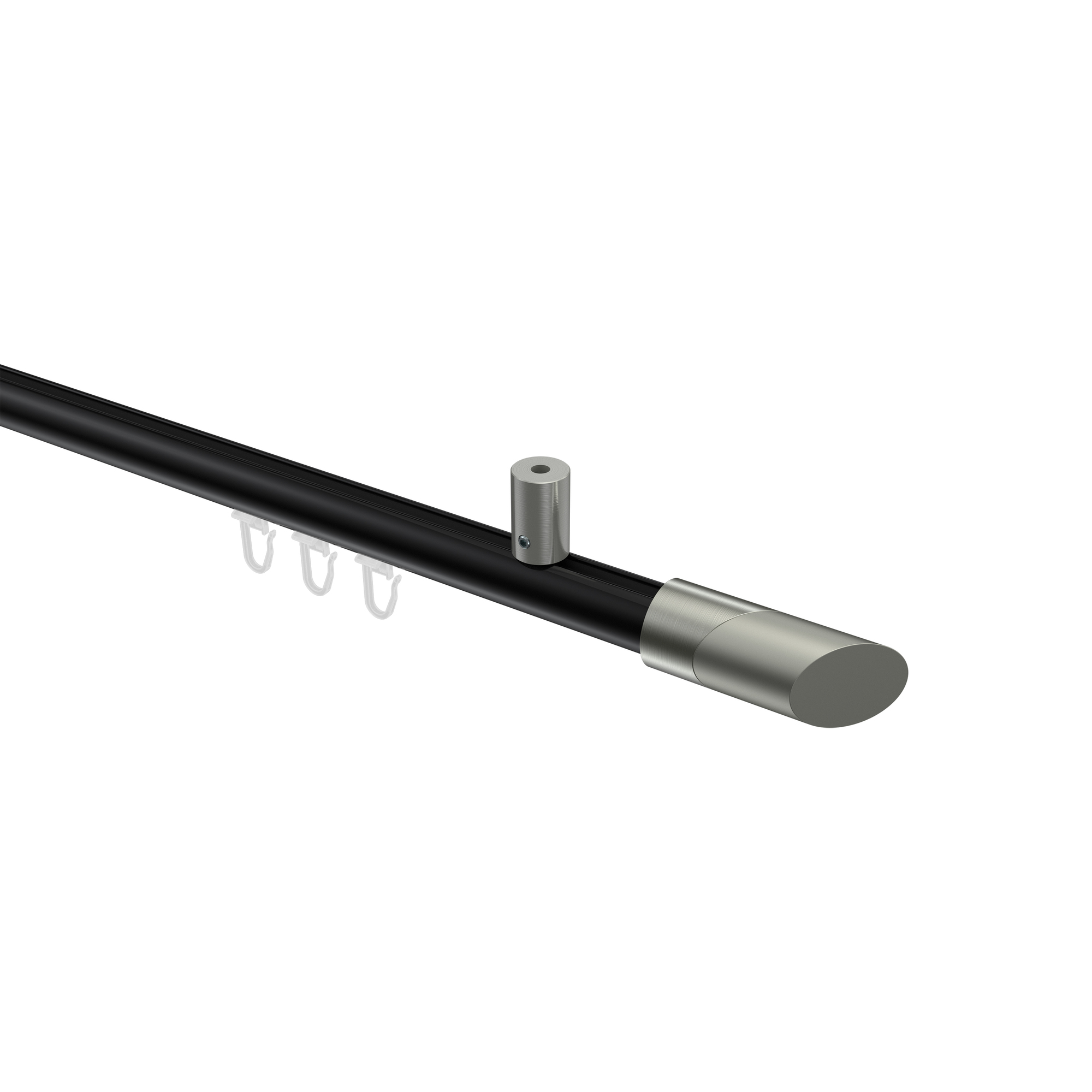 Innenlauf-Gardinenstange (Deckenmontage) Schwarz / Edelstahl-Optik, Aluminium / Metall 20 mm Ø Sonius Verano