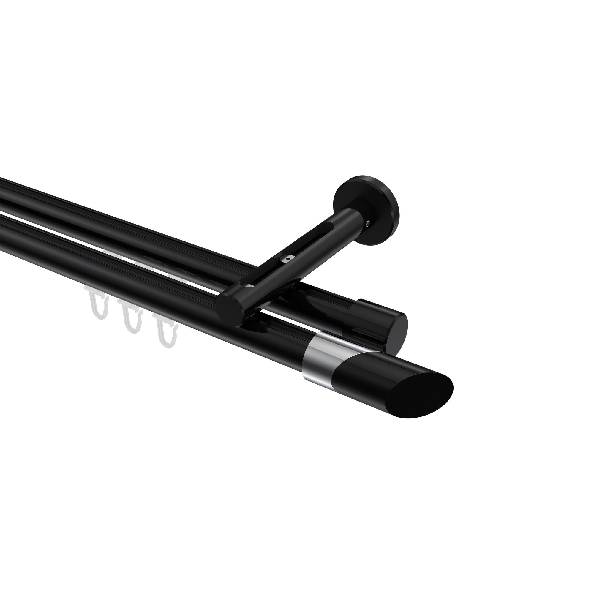 Innenlaufstange Schwarz, Aluminium / Metall 20 mm Ø Siteno Verano, doppelläufig