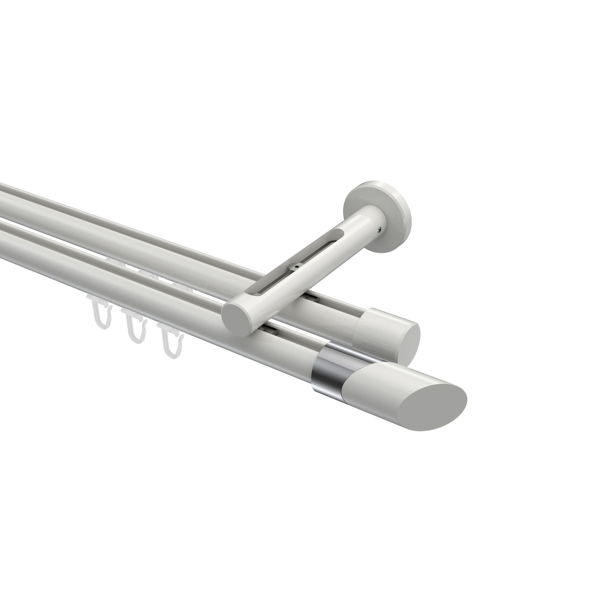 Innenlauf-Gardinenstange Weiß, Aluminium / Metall 20 mm Ø Siteno Verano, 2-läufig