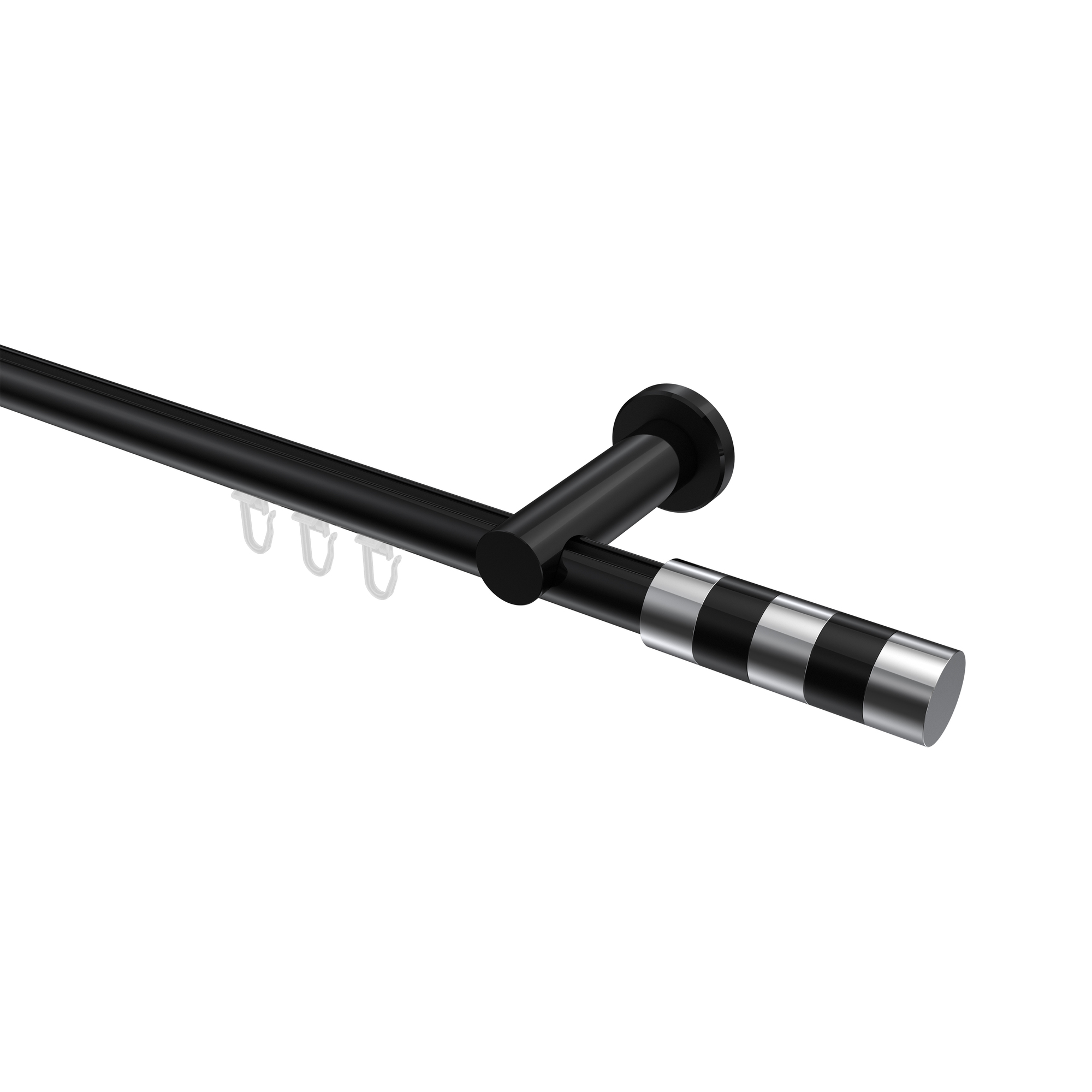 Innenlauf-Vorhangstange Schwarz, Aluminium / Metall 20 mm Ø Platon Mavell