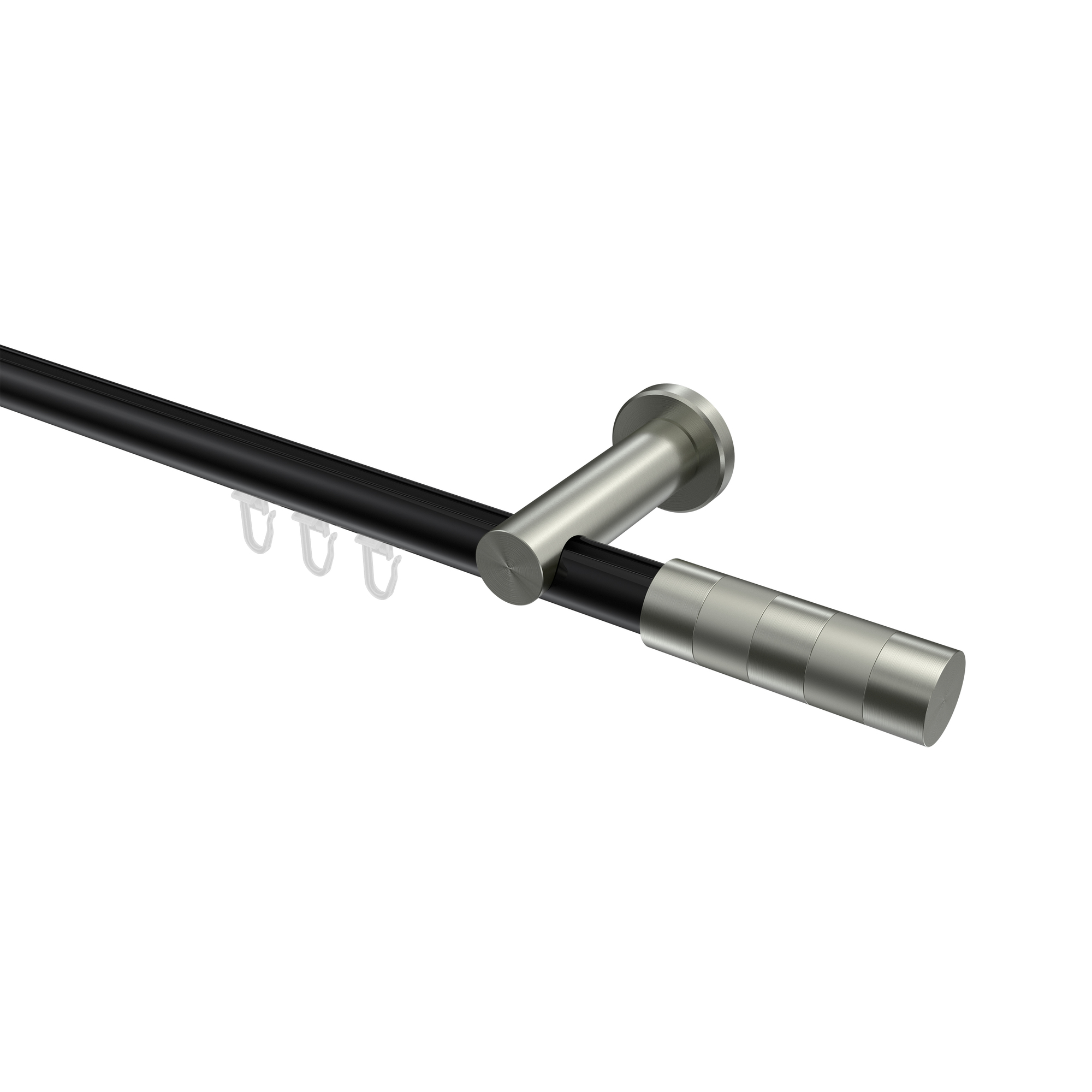 Innenlauf-Gardinenstangen Schwarz / Edelstahl-Optik, Aluminium / Metall 20 mm Ø Platon Mavell