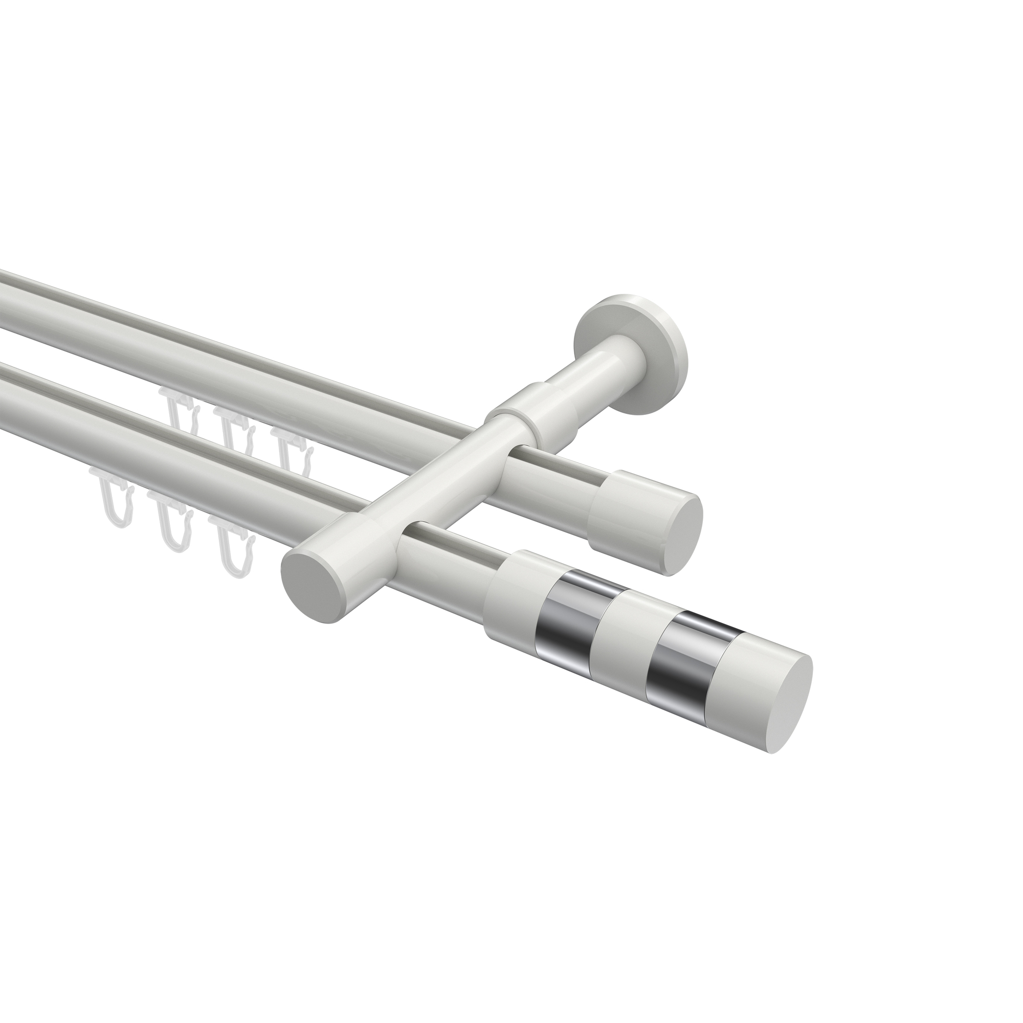 Innenlauf-Gardinenstange Weiß, Aluminium / Metall 20 mm Ø Prestige Mavell, doppelläufig