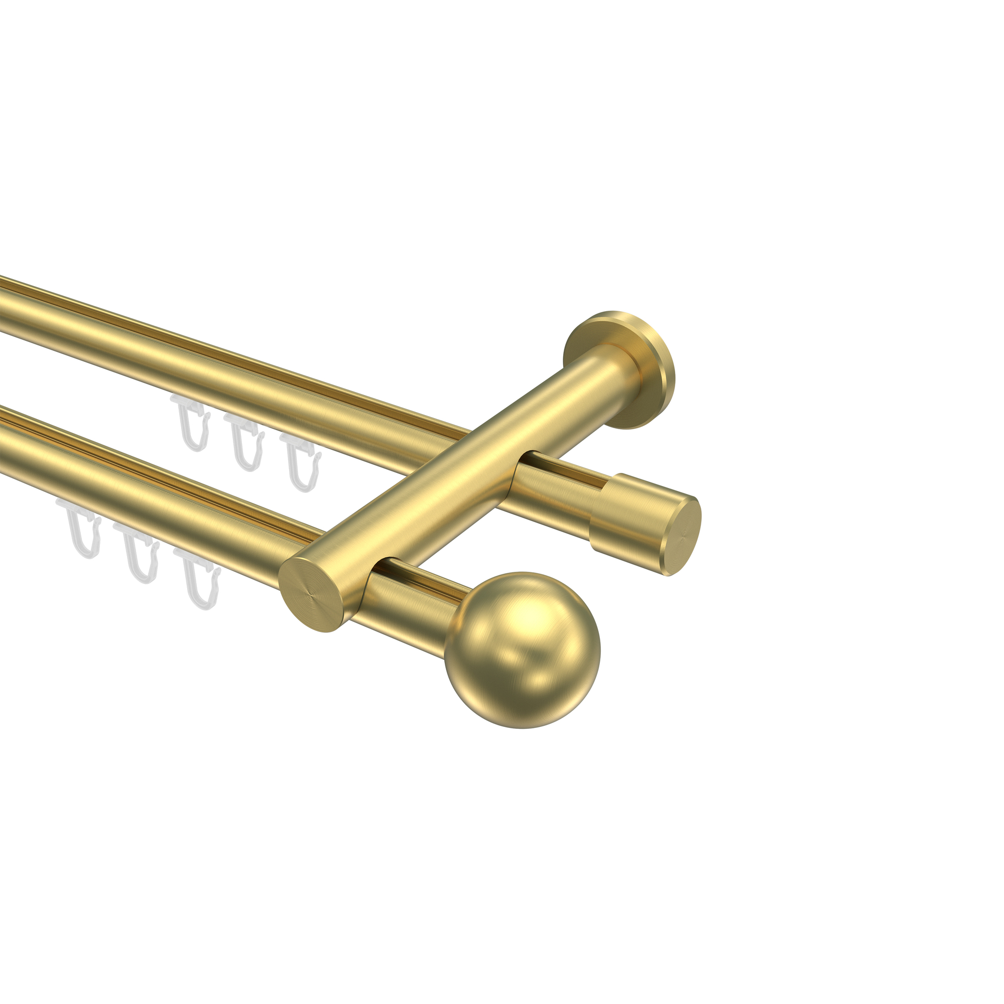 Innenlauf-Gardinenstangen Messing-Optik 20 mm Ø Platon Luino, 2-läufig