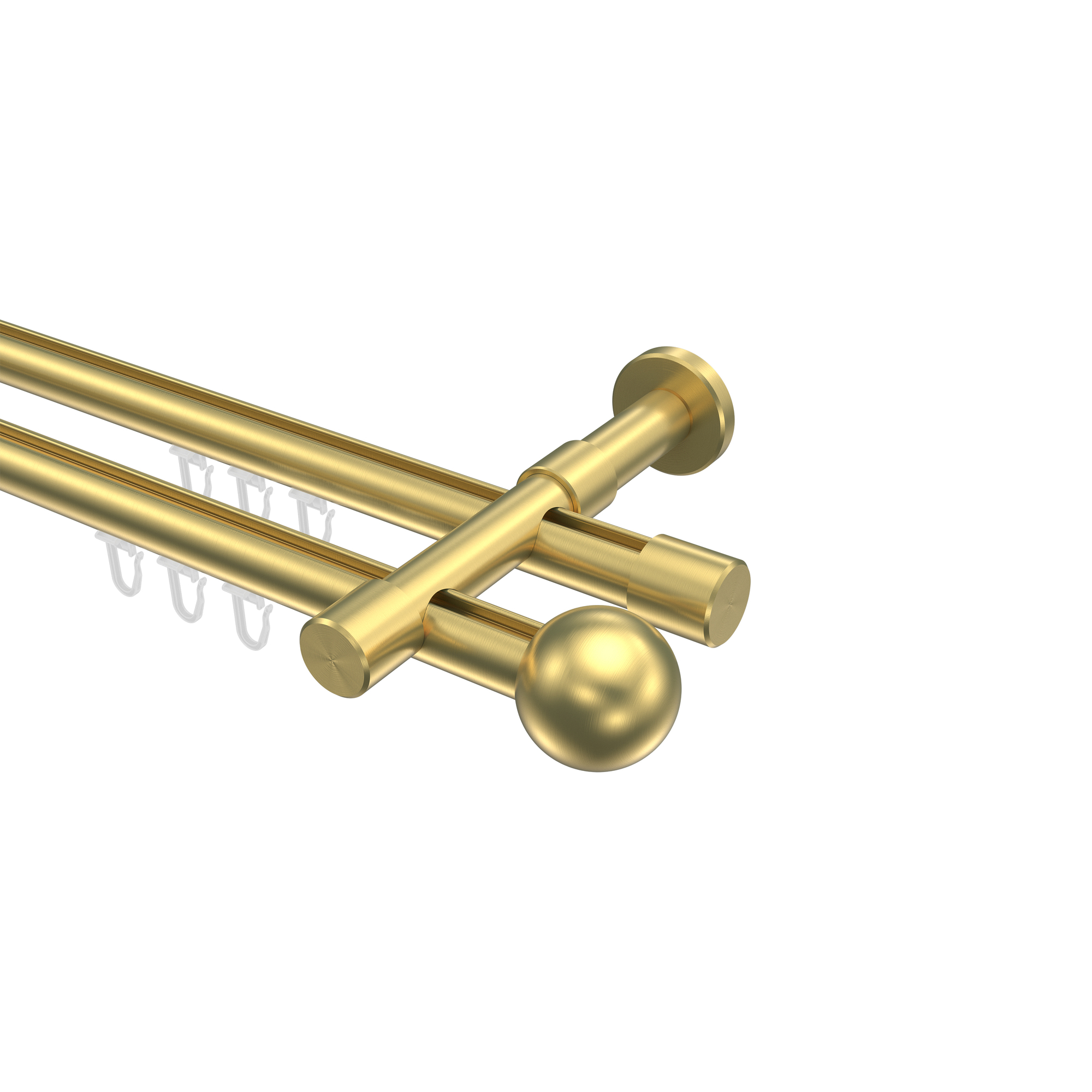 Gardinenstangen mit Innenlauf Messing-Optik 20 mm Ø Prestige Luino, 2-läufig