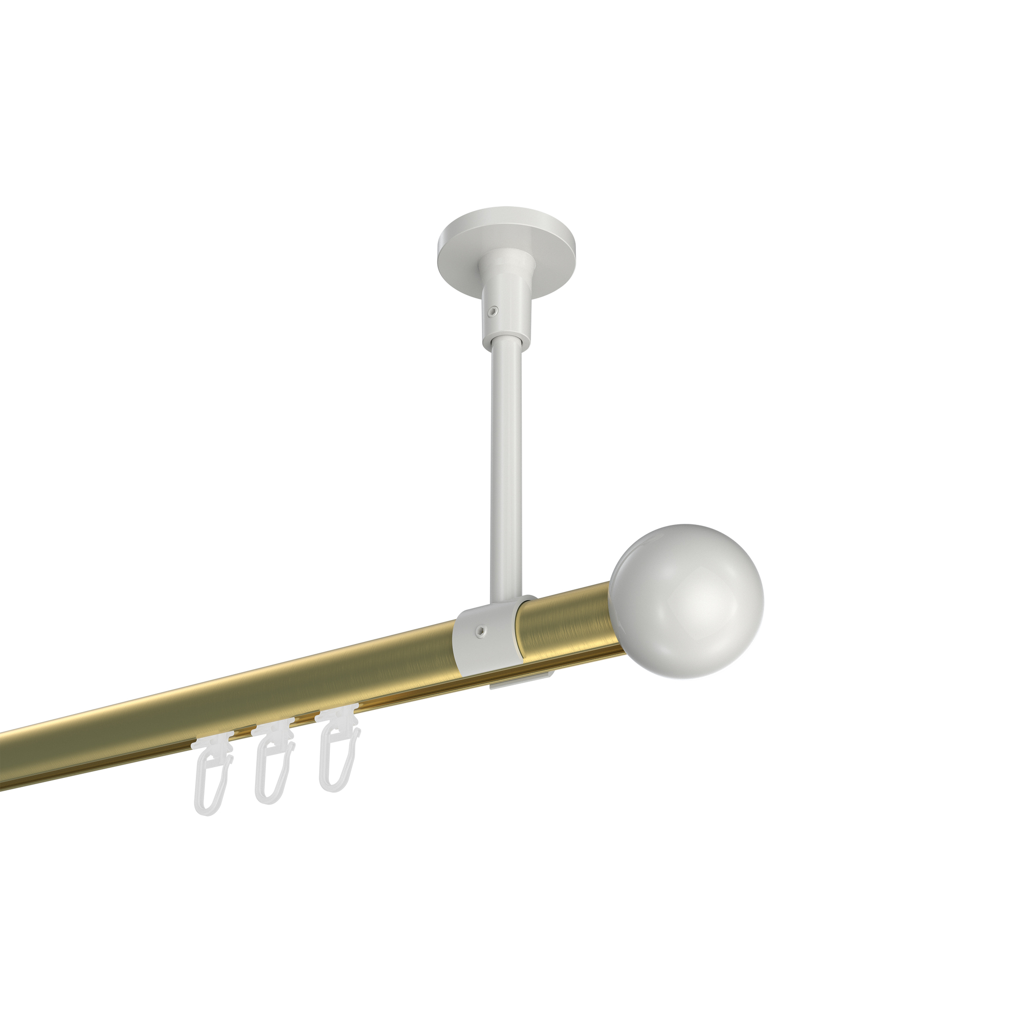 Innenlauf-Vorhangstange (Deckenmontage) Messing-Optik / Weiß, Aluminium / Metall 20 mm Ø Sonette Luino