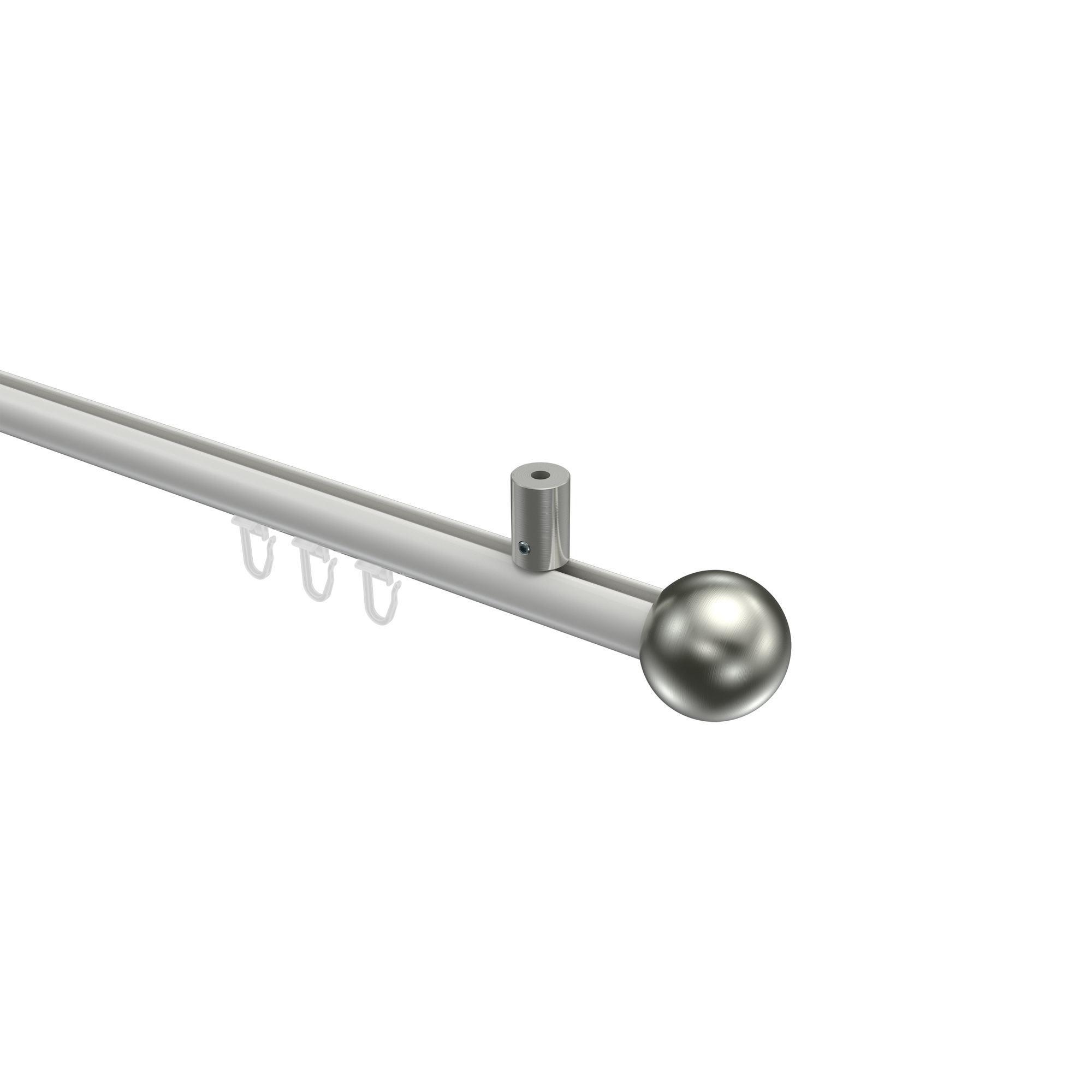 Gardinenstange mit Innenlauf (Deckenbefestigung) Weiß / Edelstahl-Optik, Aluminium / Metall 20 mm Ø Sonius Luino