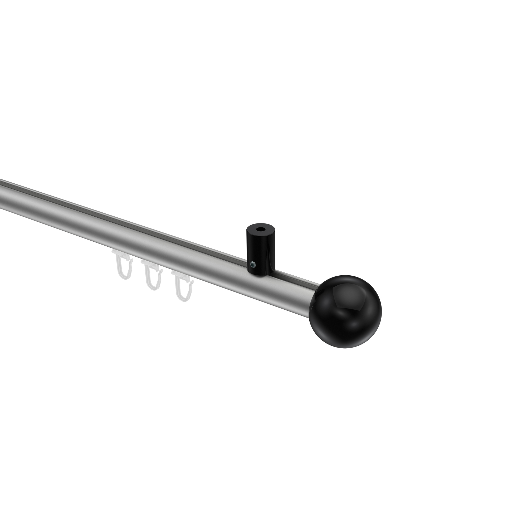 Vorhangstange mit Innenlauf (Deckenanbringung) Silbergrau / Schwarz, Aluminium / Metall 20 mm Ø Sonius Luino