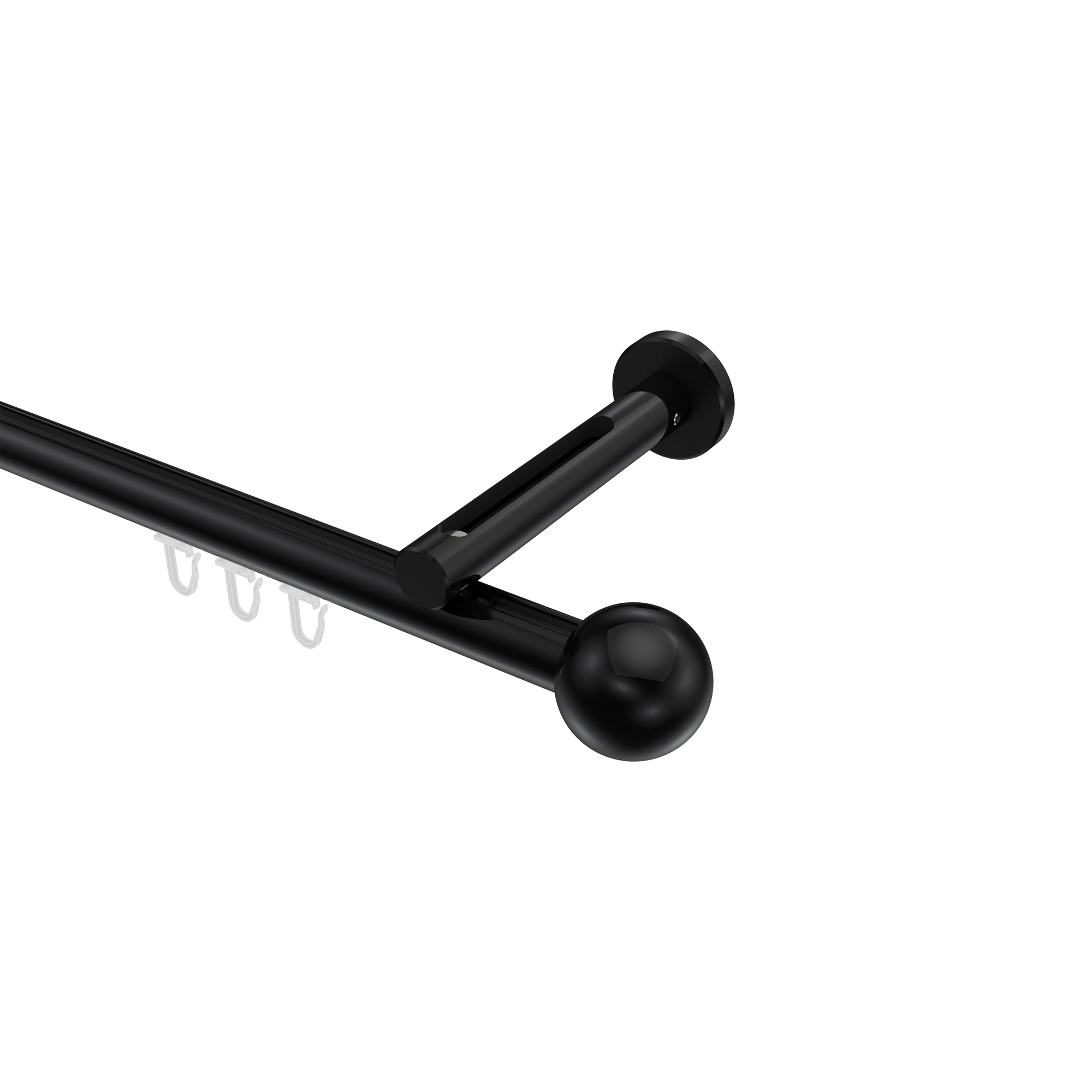 Innenlauf-Gardinenstange Schwarz, Aluminium / Metall 20 mm Ø Siteno Luino