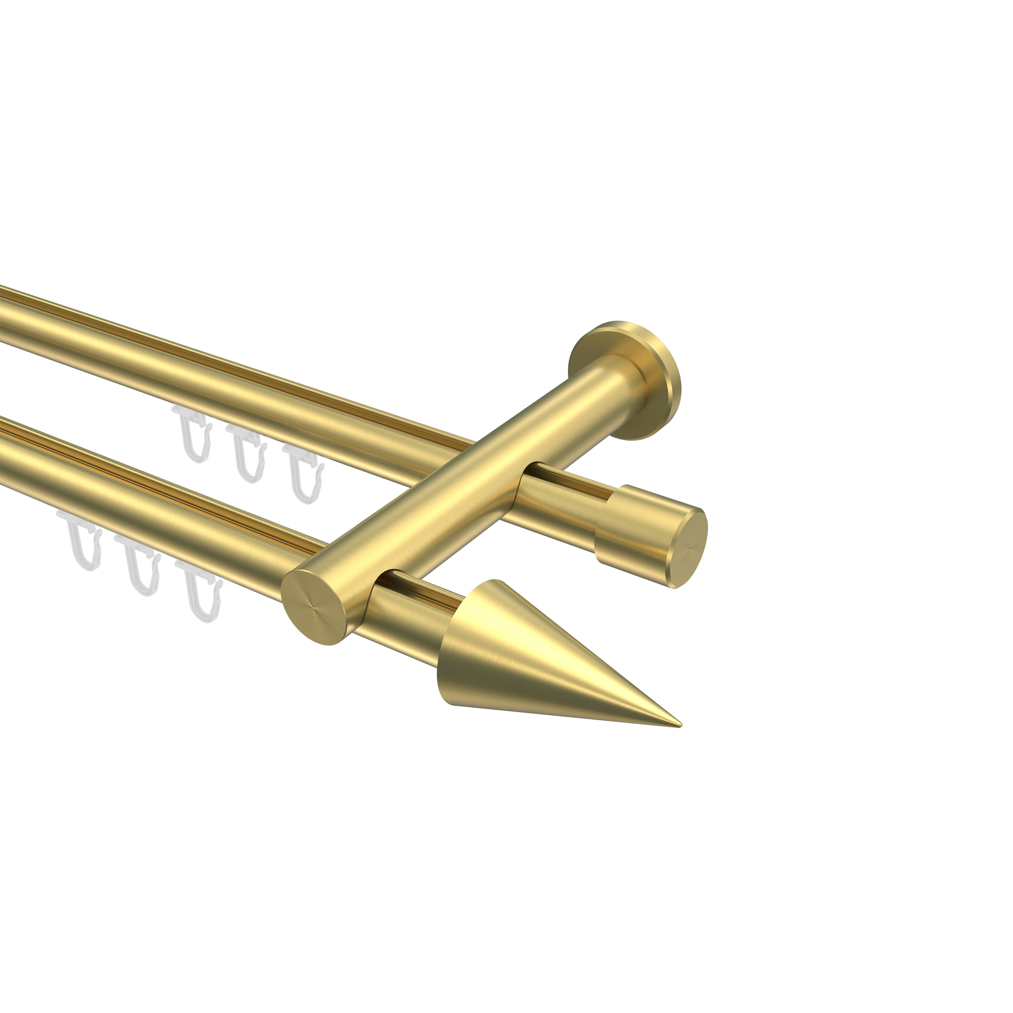 Innenlauf-Gardinenstangen Messing-Optik 20 mm Ø Platon Savio, zweiläufig