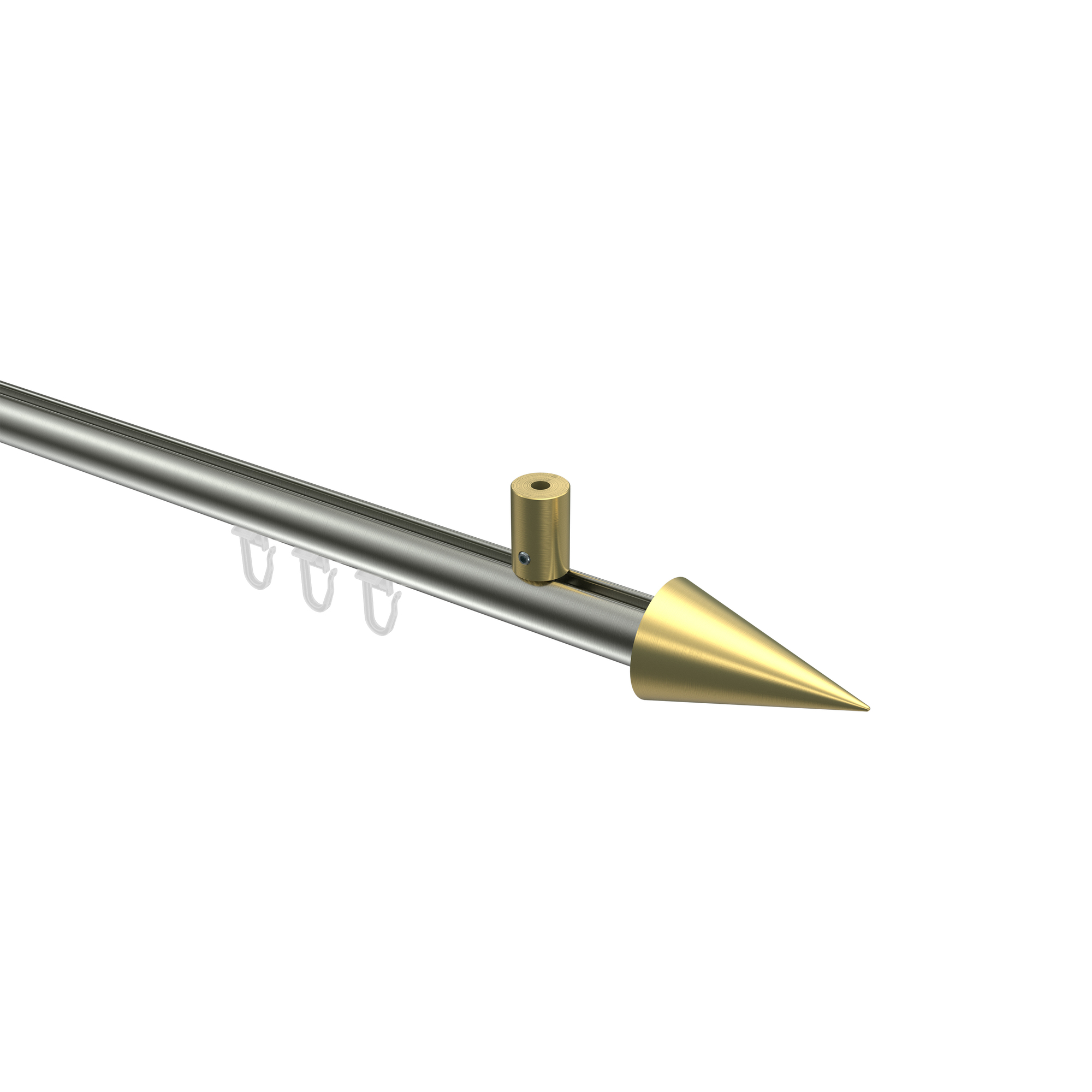 Gardinenstange mit Innenlauf (Deckenbefestigung) Edelstahl-Optik / Messing-Optik, Aluminium / Metall 20 mm Ø Sonius Savio