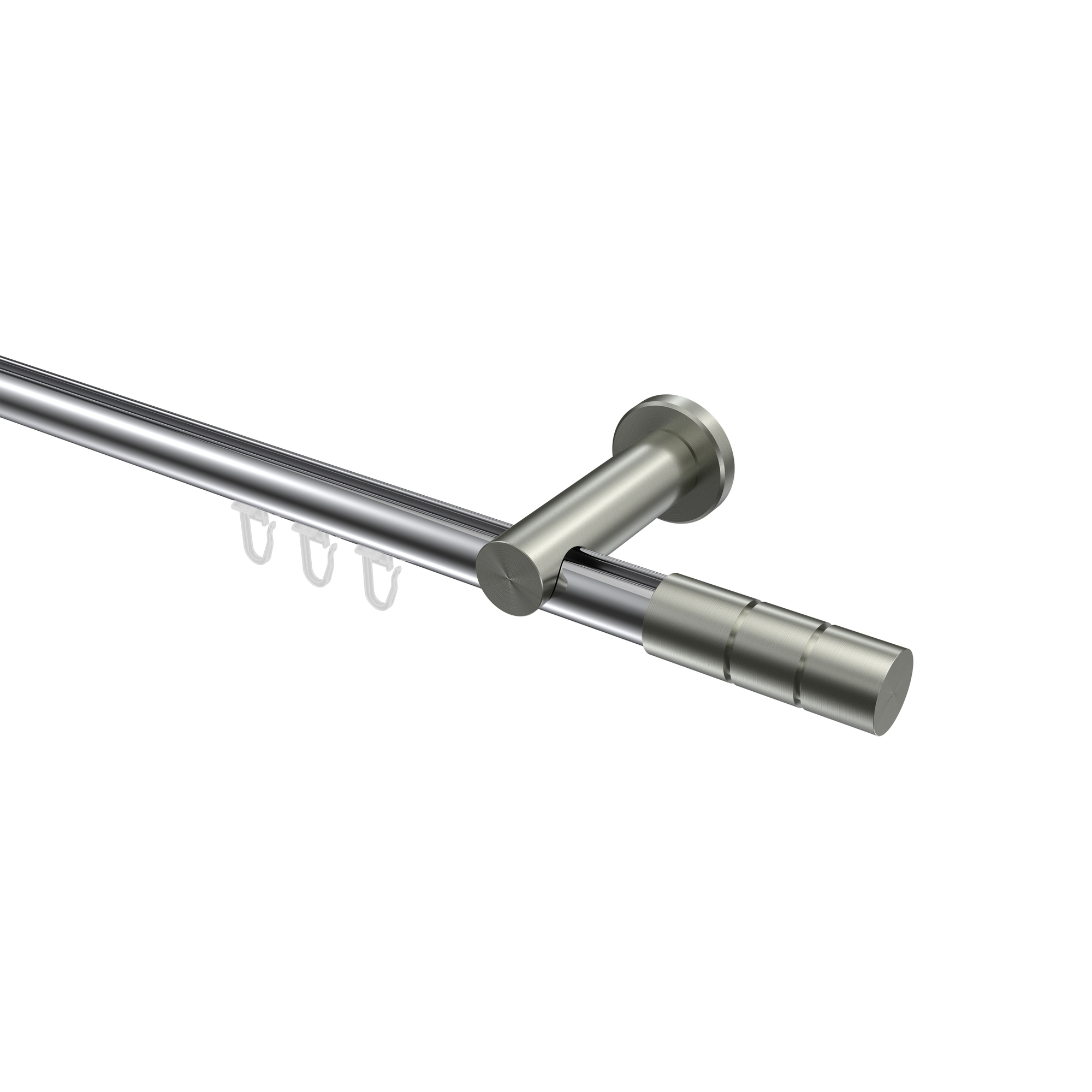 Gardinenstange mit Innenlauf Chrom / Edelstahl-Optik, Aluminium / Metall 20 mm Ø Platon Elanto