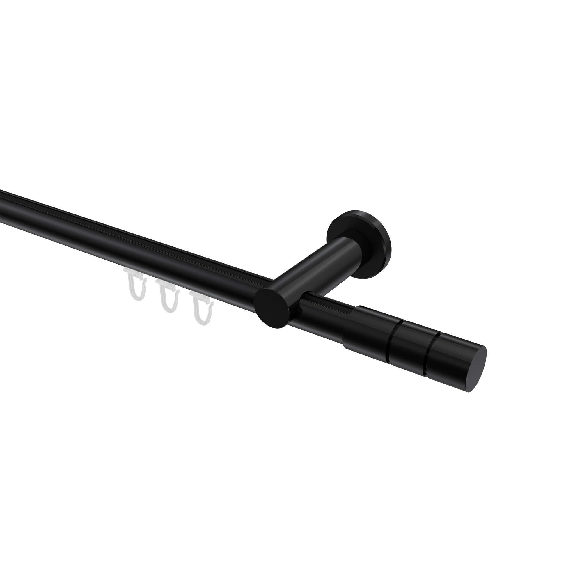 Innenlauf-Vorhangstangen Schwarz, Aluminium / Metall 20 mm Ø Platon Elanto