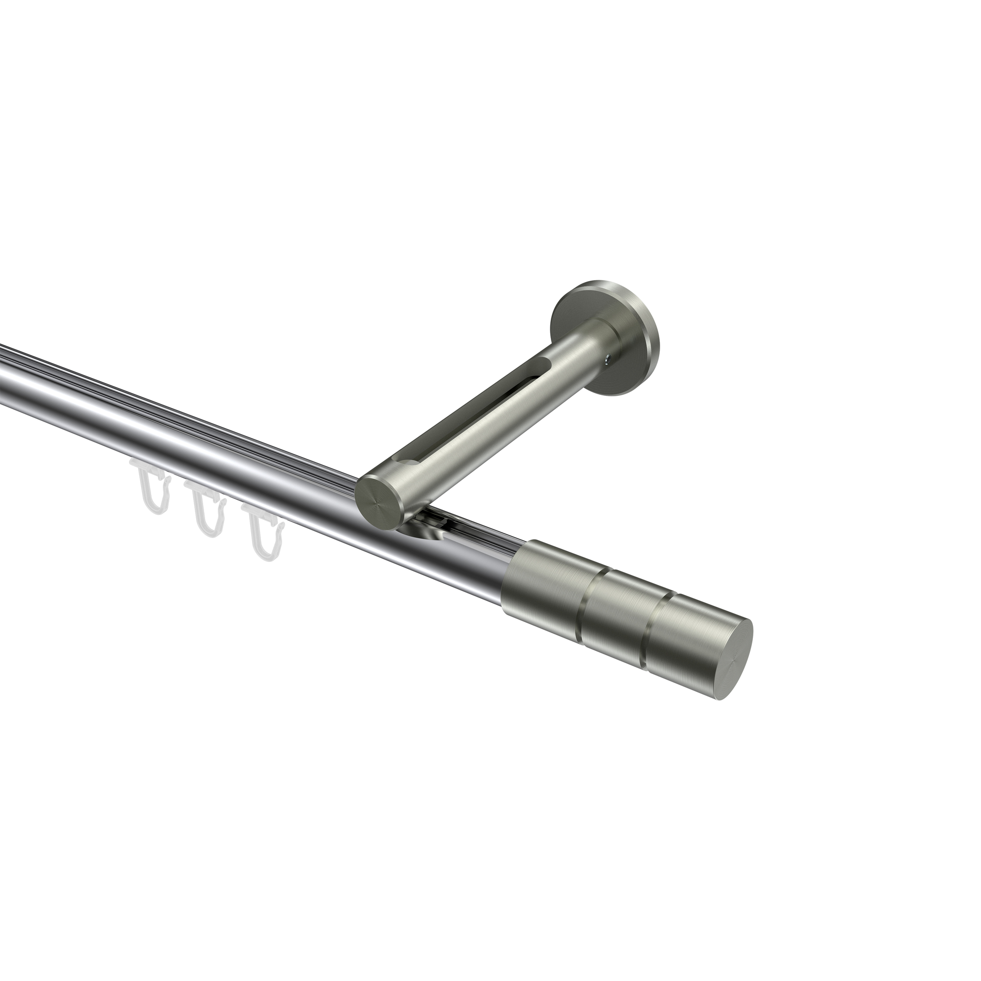 Vorhangstange mit Innenlauf Chrom / Edelstahl-Optik, Aluminium / Metall 20 mm Ø Siteno Elanto