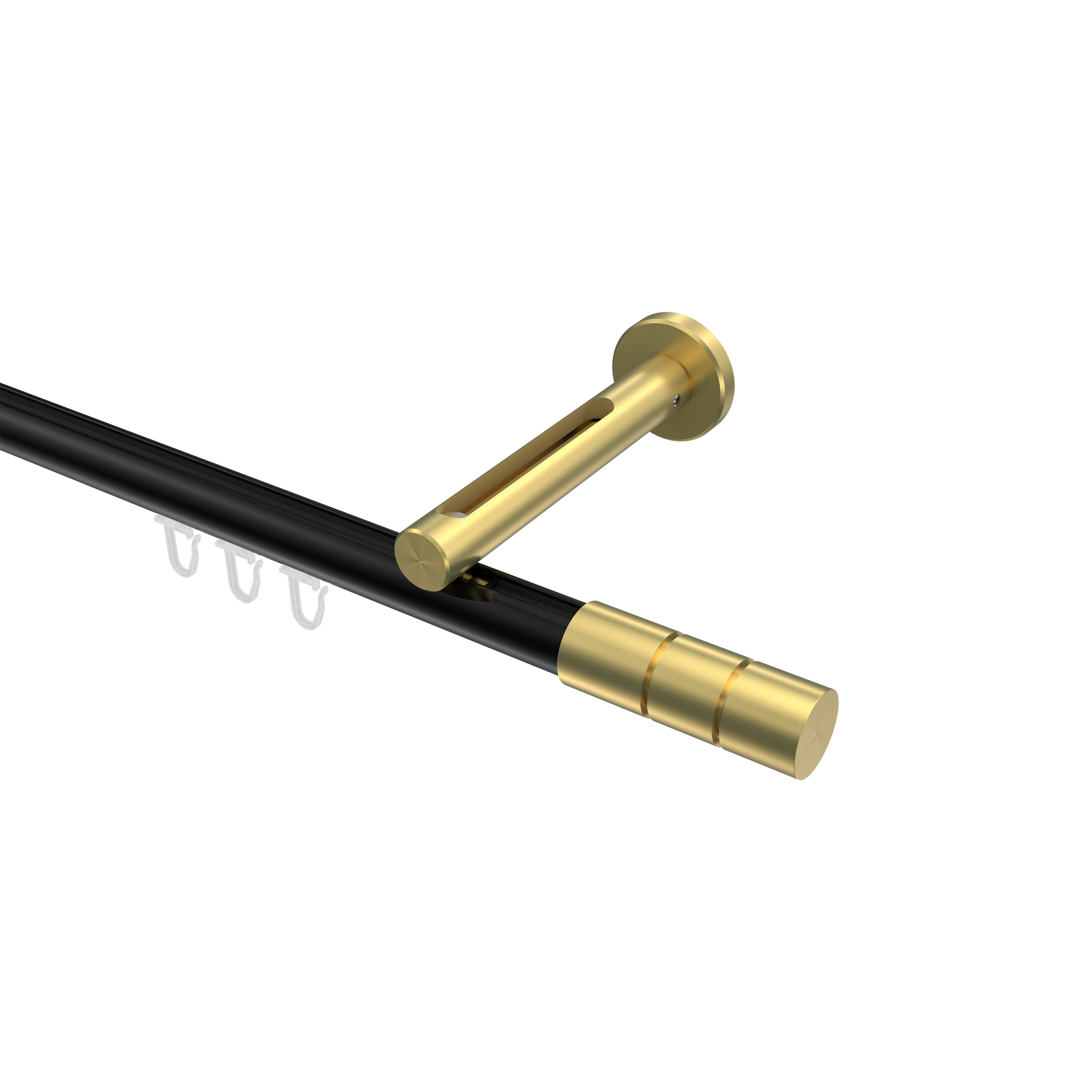 Innenlauf-Vorhangstange Schwarz / Messing-Optik, Aluminium / Metall 20 mm Ø Siteno Elanto