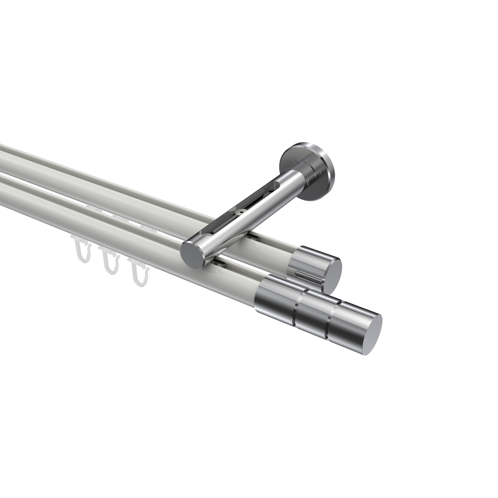 Innenlaufstange Weiß / Chrom, Aluminium / Metall 20 mm Ø Siteno Elanto, doppelläufig