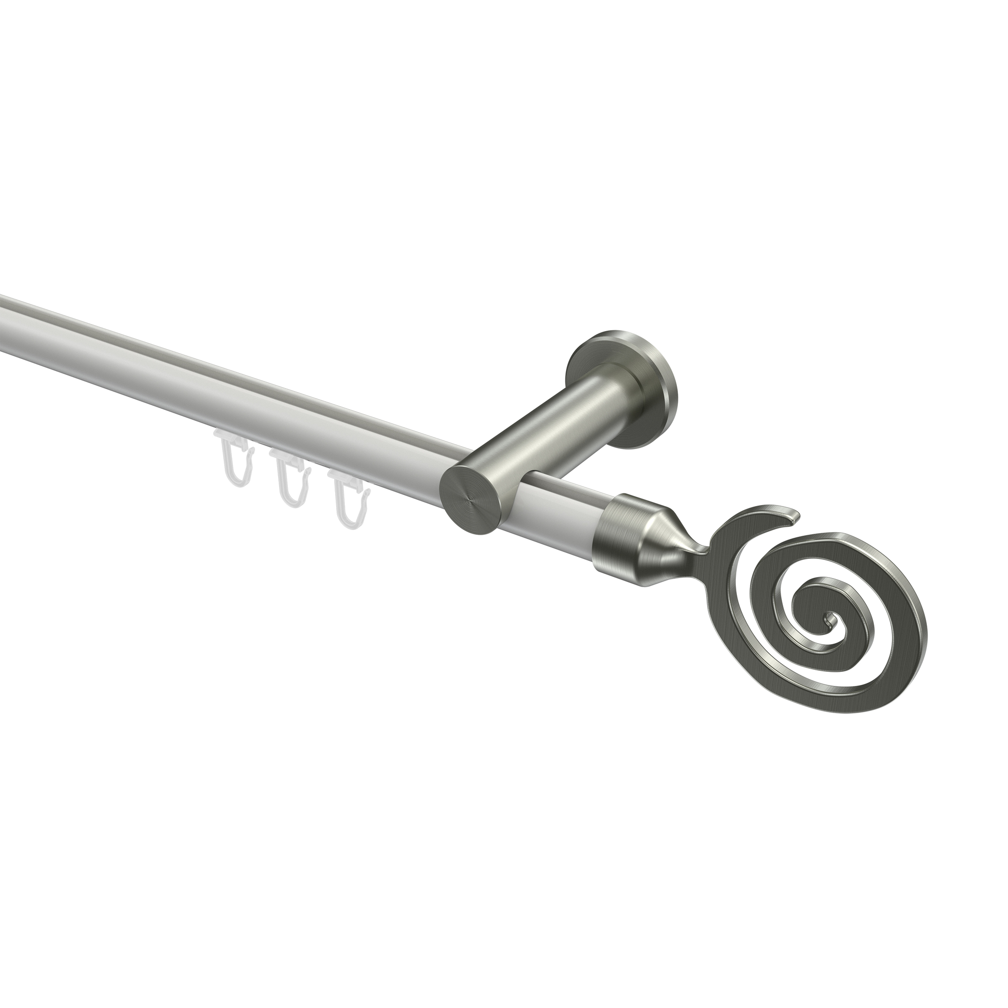 Innenlauf-Gardinenstangen Weiß / Edelstahl-Optik, Aluminium / Metall 20 mm Ø Platon Galaxa