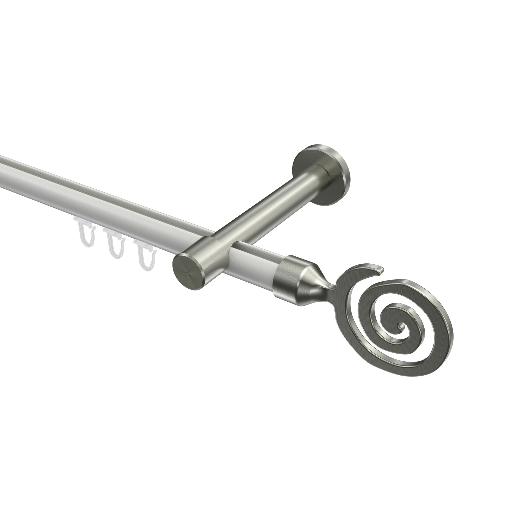 Innenlauf-Gardinenstange Weiß / Edelstahl-Optik, Aluminium / Metall 20 mm Ø Prestige Galaxa