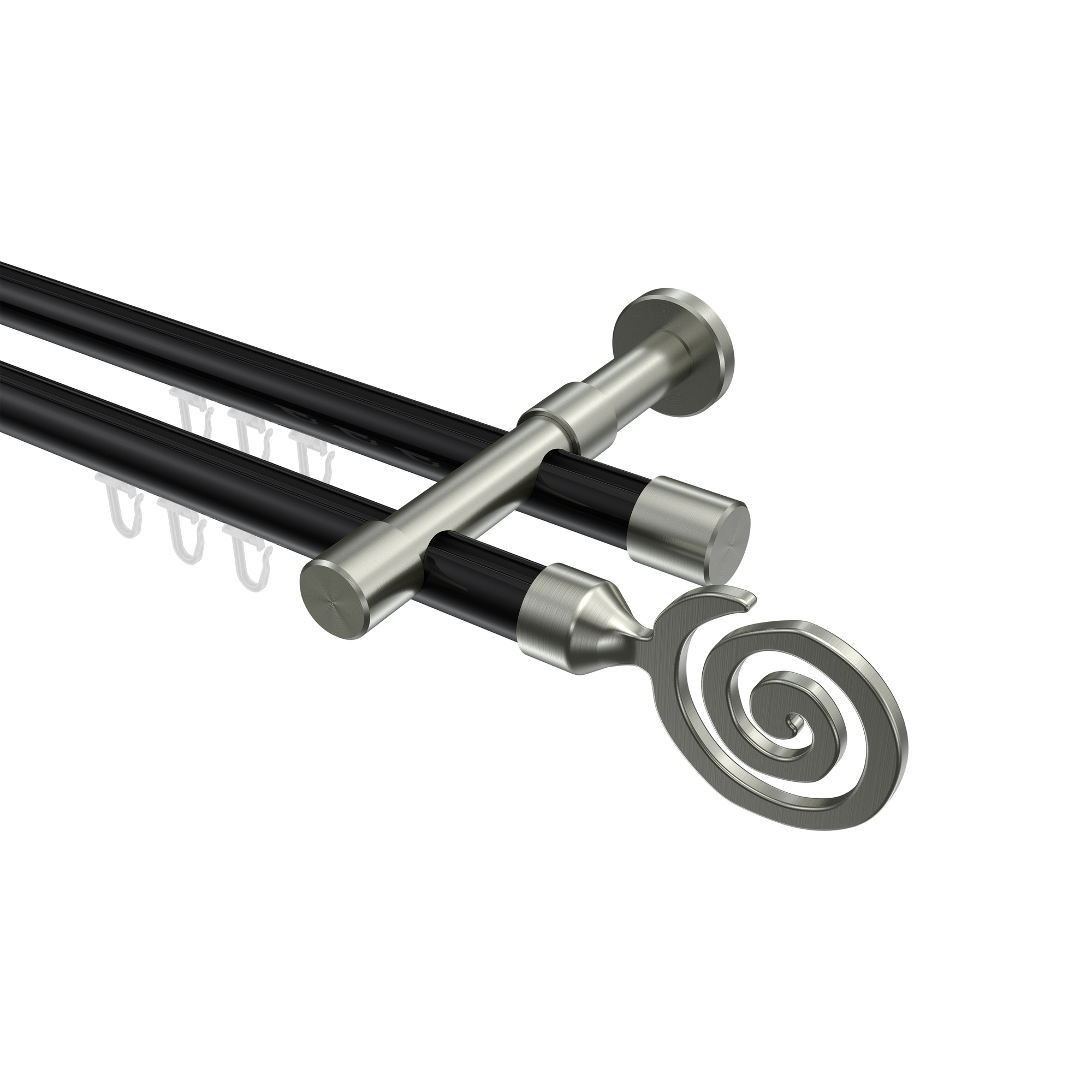 Innenlaufstange Schwarz / Edelstahl-Optik, Metall 20 mm Ø Prestige Galaxa, doppelläufig