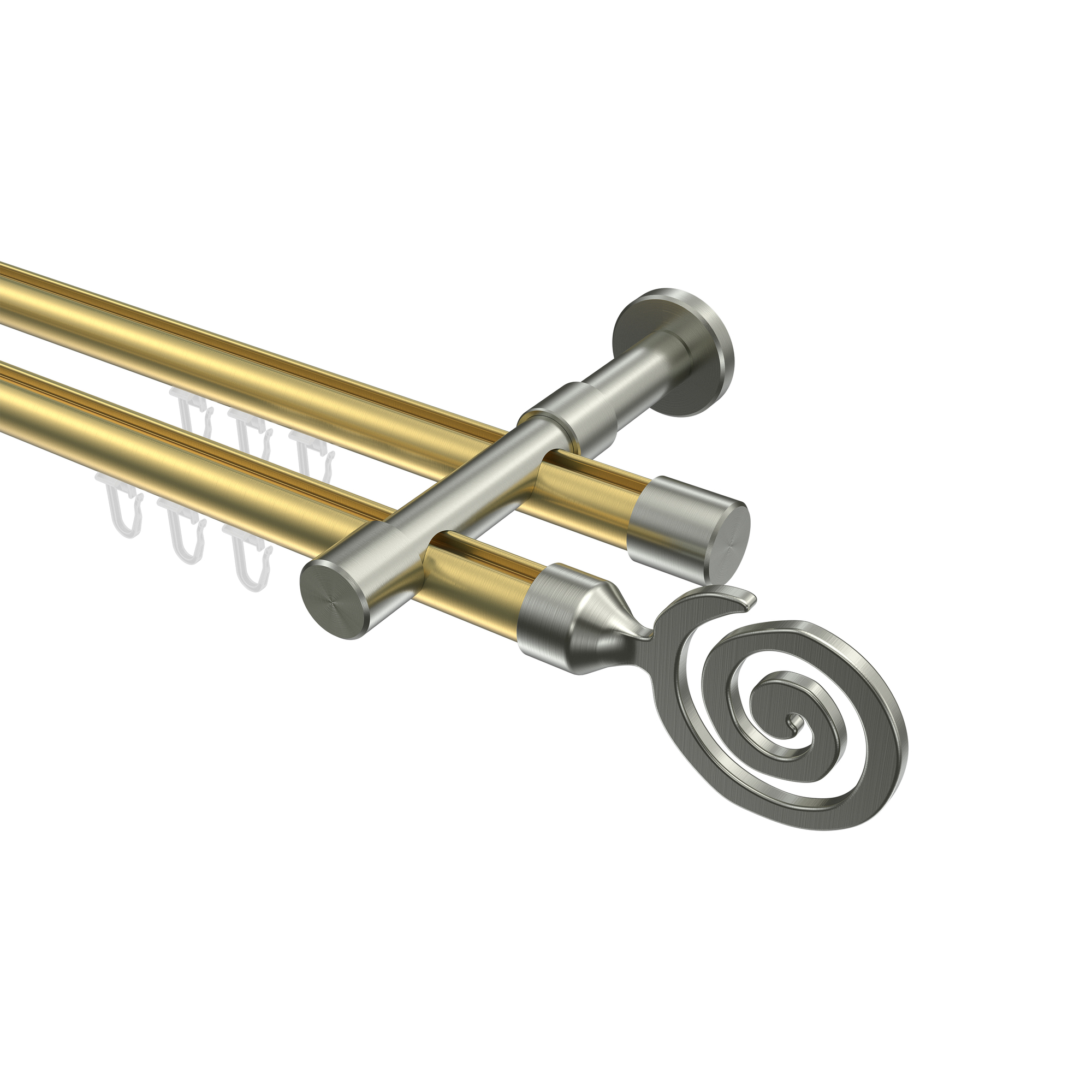 Innenlaufstangen Messing-Optik / Edelstahl-Optik 20 mm Ø Prestige Galaxa, doppelläufig