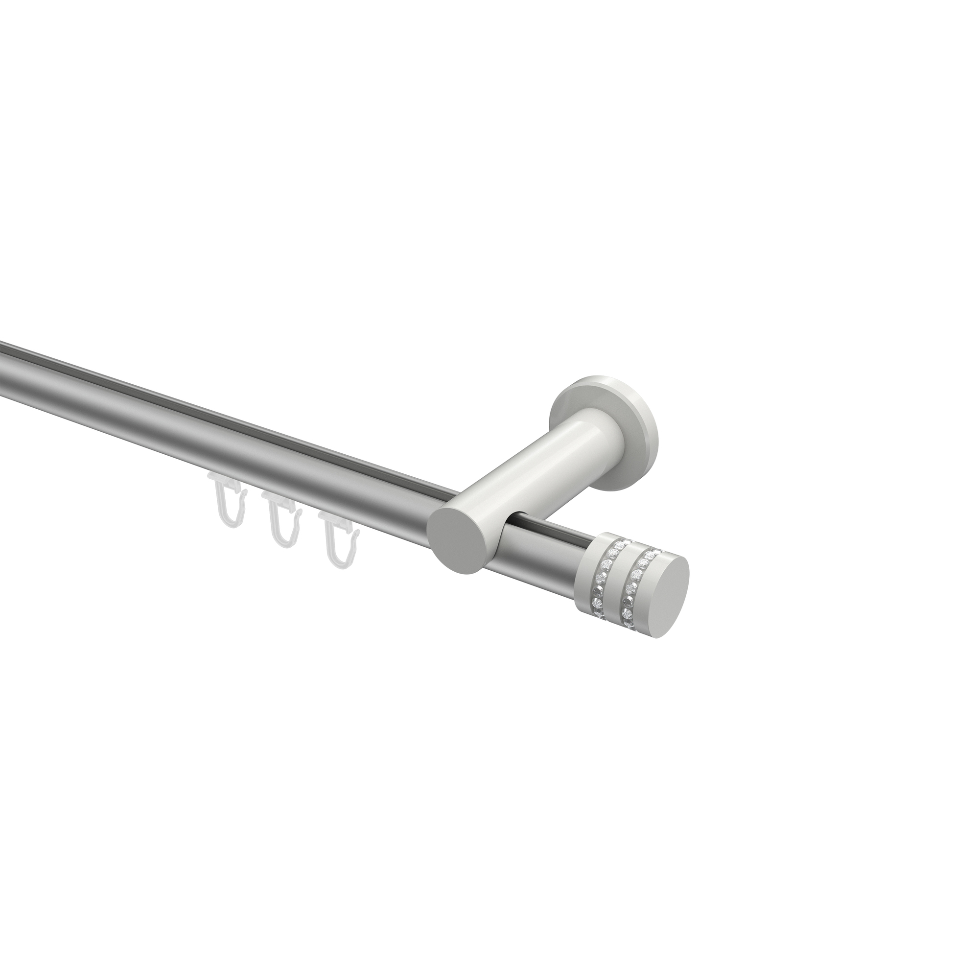 Innenlauf-Gardinenstangen Silbergrau / Weiß, Aluminium / Metall 20 mm Ø Platon Estana