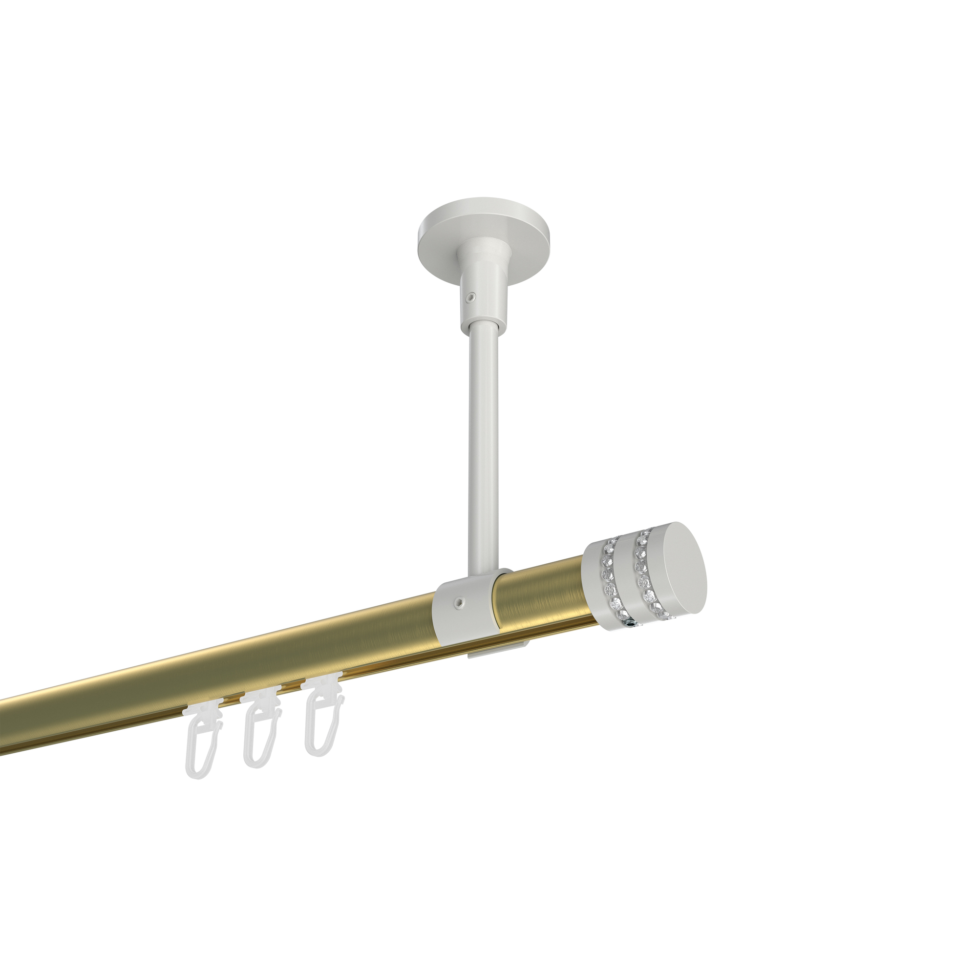 Vorhangstange mit Innenlauf (Deckenanbringung) Messing-Optik / Weiß, Aluminium / Metall 20 mm Ø Sonette Estana