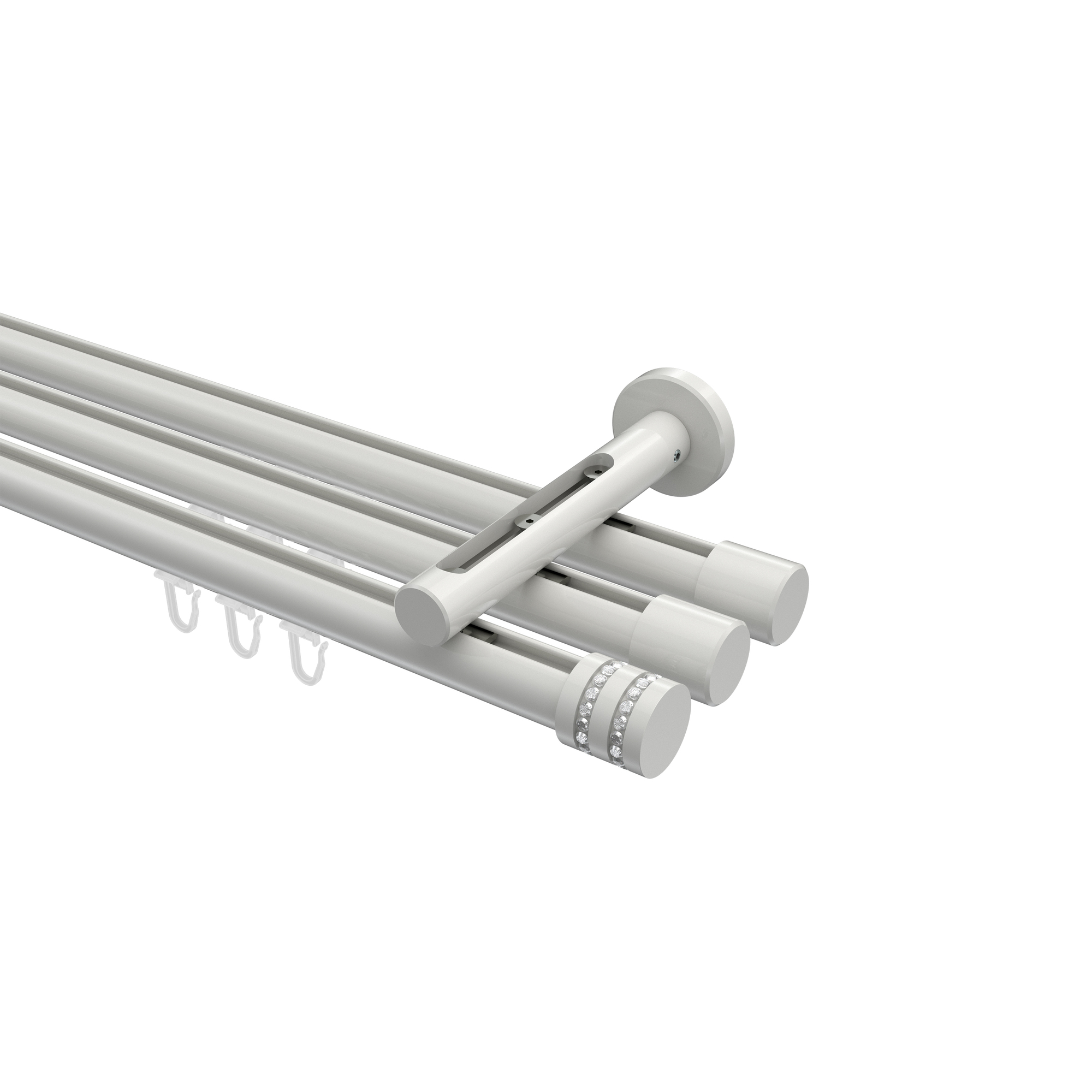 Gardinenstange mit Innenlauf Weiß, Aluminium / Metall 20 mm Ø Siteno Estana, 3-läufig