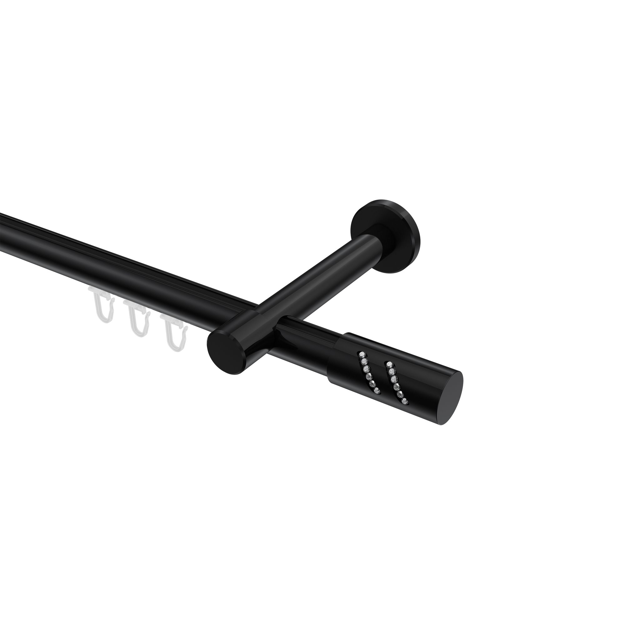 Innenlauf-Vorhangstangen Schwarz, Aluminium / Metall 20 mm Ø Prestige Zoena