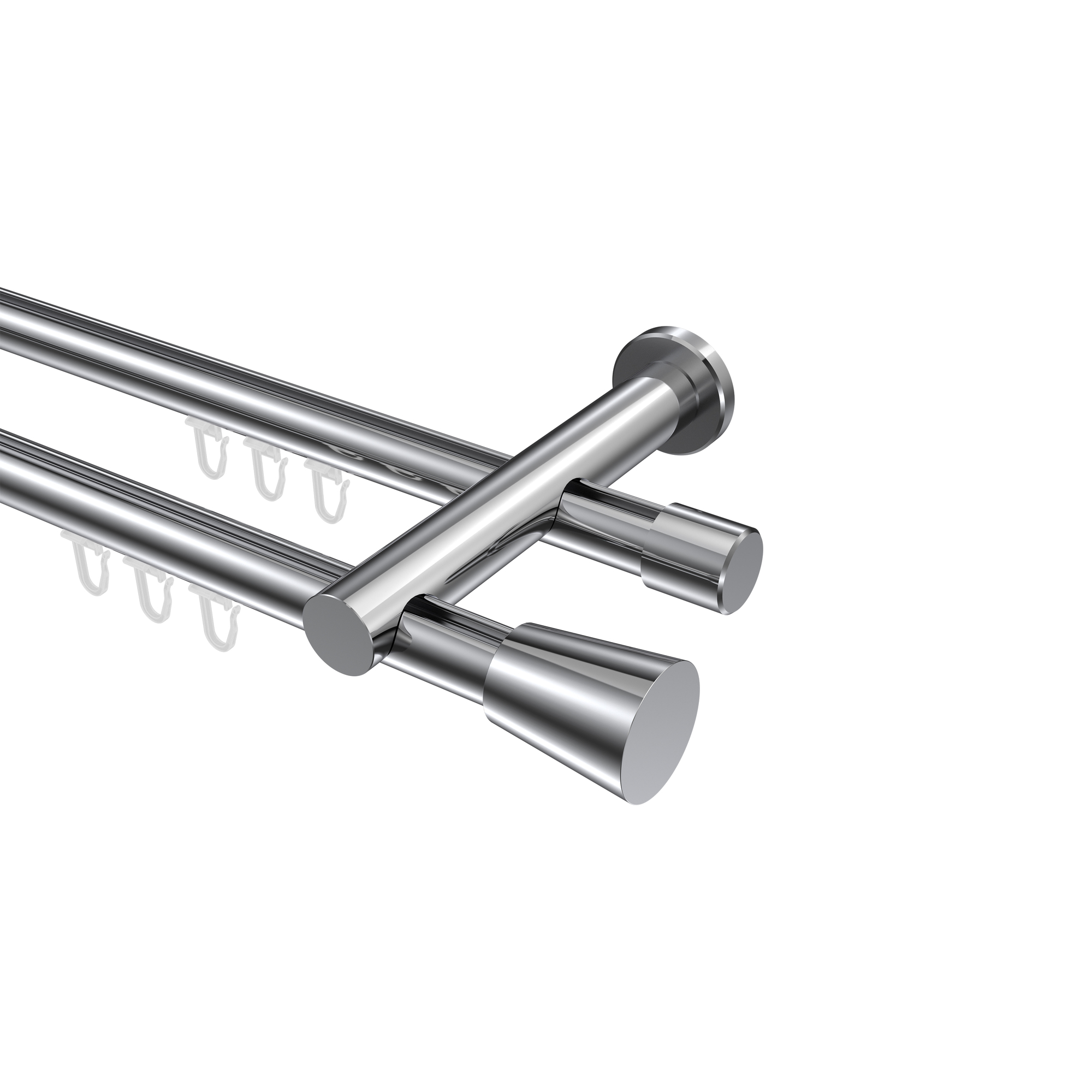 Innenlauf-Gardinenstangen Chrom, Metall 20 mm Ø Platon Sitra, 2-läufig