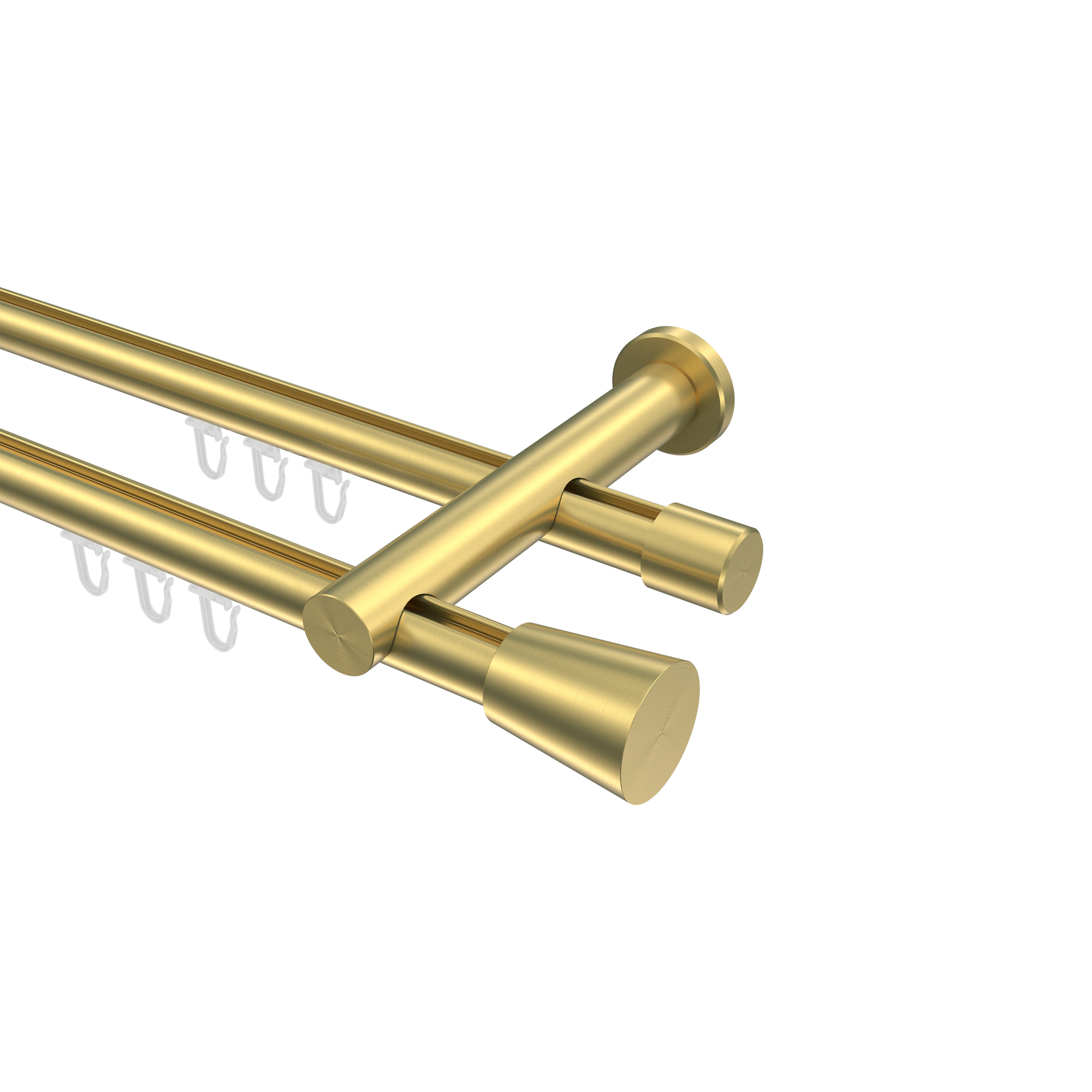 Innenlauf-Gardinenstangen Messing-Optik 20 mm Ø Platon Sitra, 2-läufig