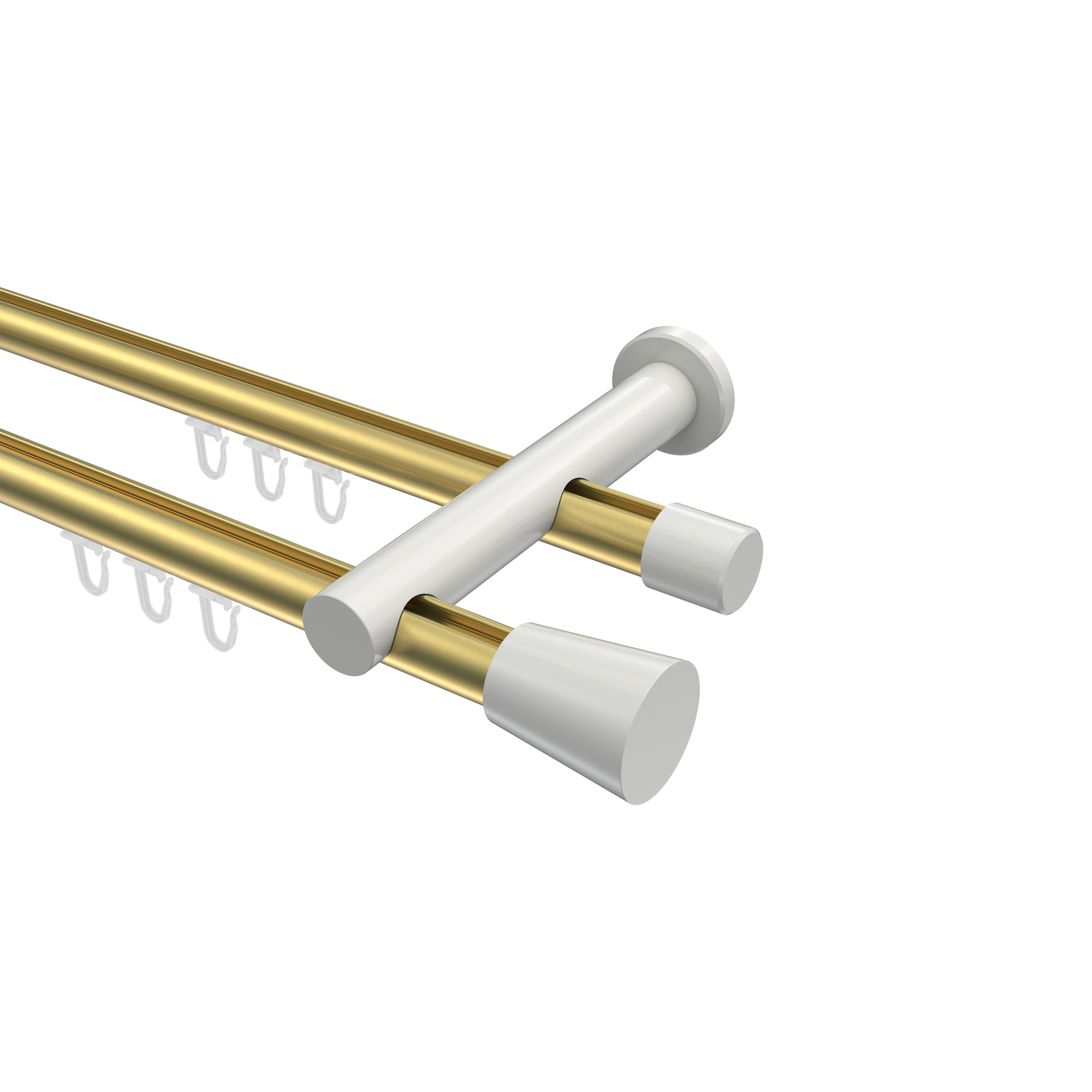 Innenlaufstange Messing-Optik / Weiß, doppelläufig Aluminium / Metall 20 mm Ø Platon Sitra