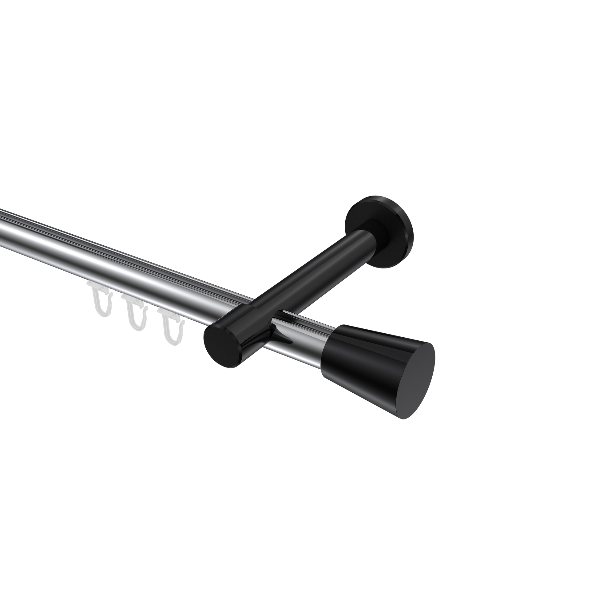 Innenlauf-Vorhangstange Chrom / Schwarz, Aluminium / Metall 20 mm Ø Prestige Sitra