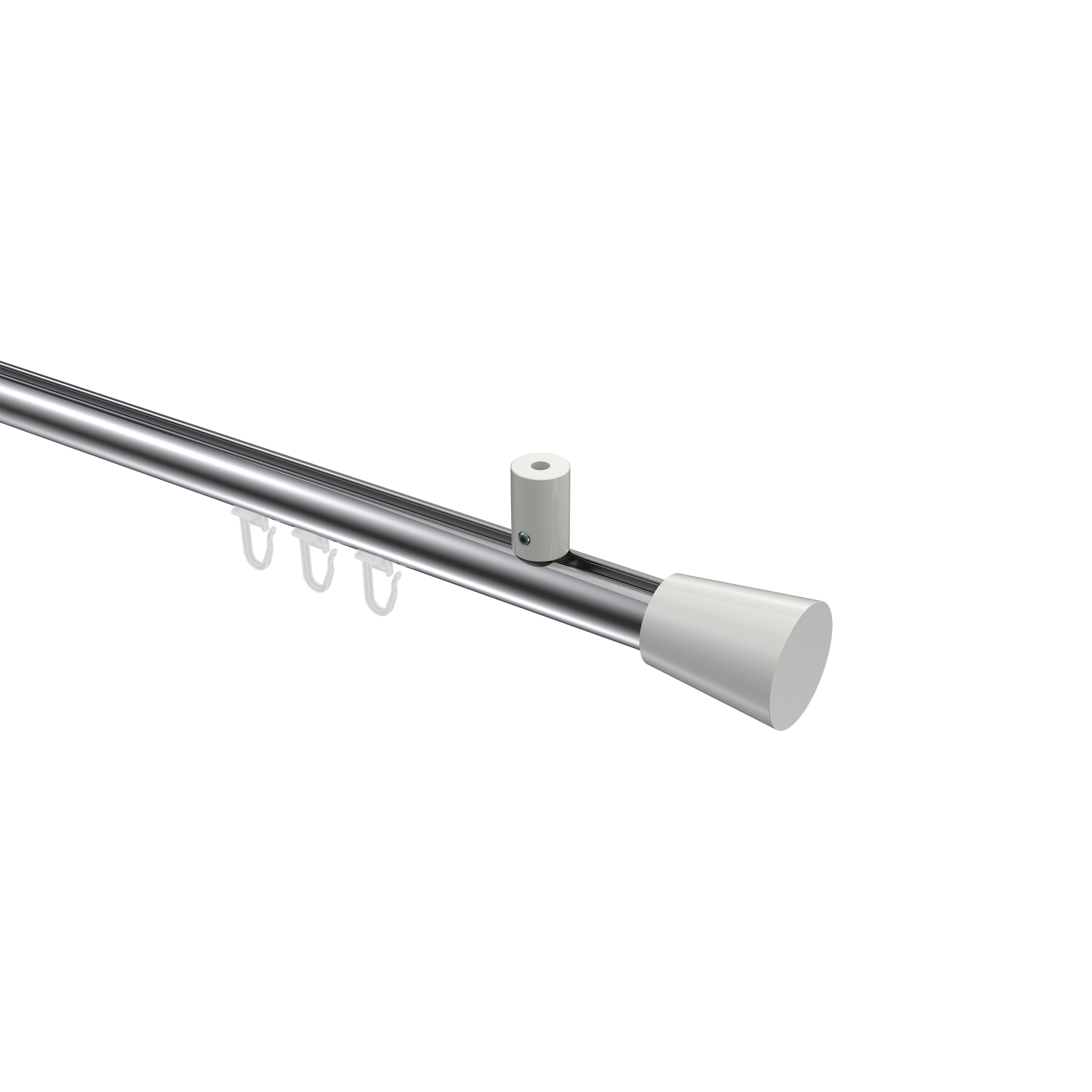 Gardinenstange mit Innenlauf (Deckenbefestigung) Chrom / Weiß, Aluminium / Metall 20 mm Ø Sonius Sitra