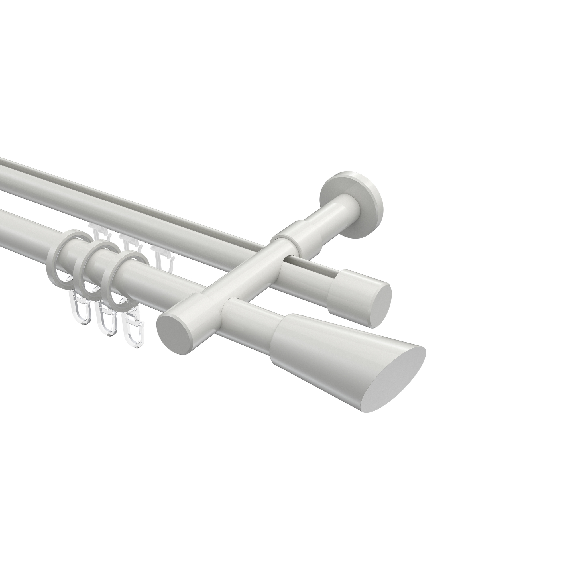 Rundrohr-Innenlaufstangen Weiß, Aluminium / Metall 20 mm Ø Prestige Bento, doppelläufig