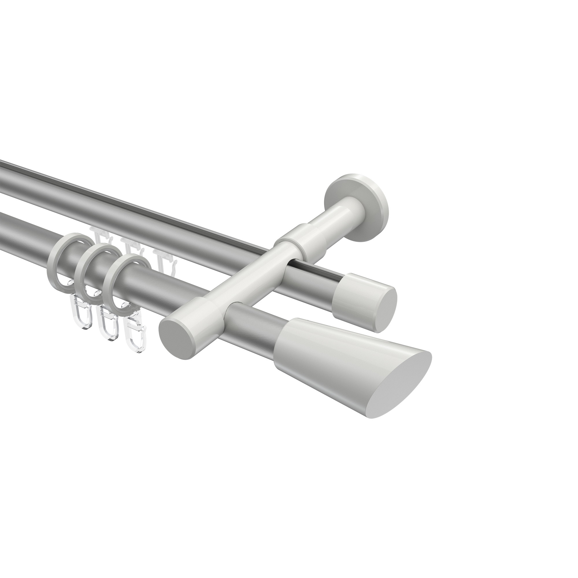 Rundrohr-Innenlaufstangen Silbergrau / Weiß, Aluminium / Metall 20 mm Ø Prestige Bento