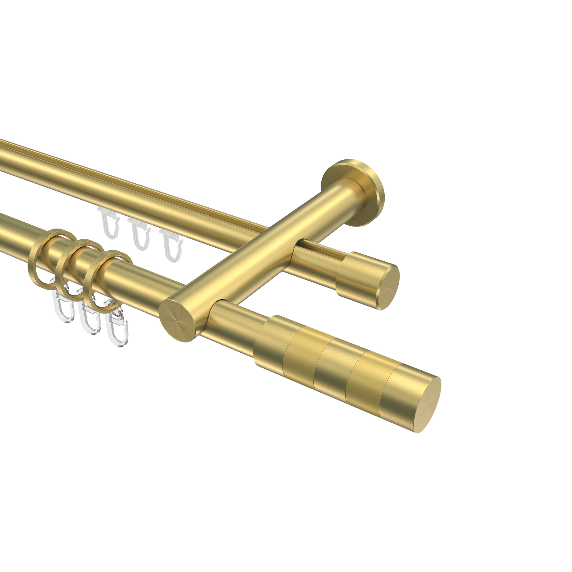 Rundrohr-Innenlaufstangen Messing-Optik 20 mm Ø Platon Mavell, 2-läufig